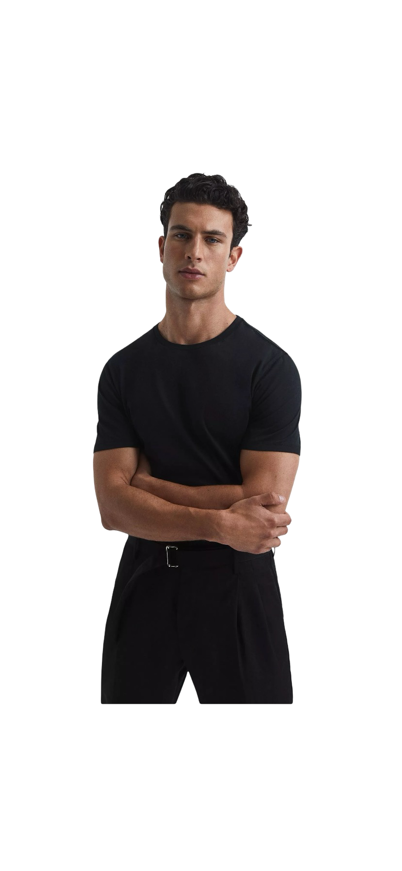 REISS BLESS COTTON CREW NECK T-SHIRT BLACK