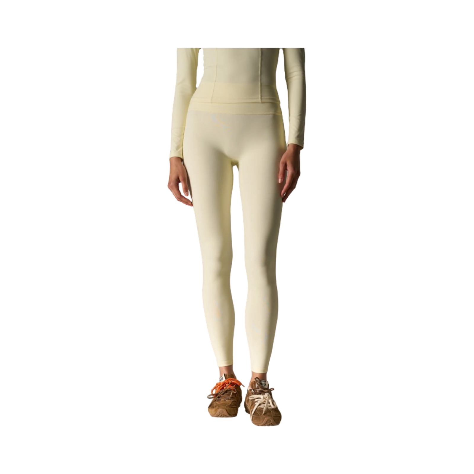 THE COUTURE CLUB SCULPTING STRETCH EMBLEM LEGGINGS YELLOW