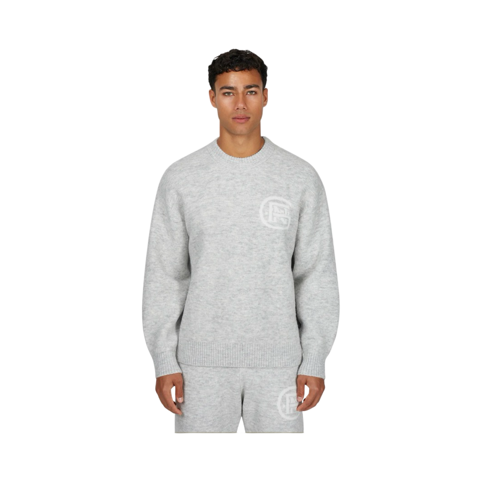 GFN MONOGRAM FLUFFY KNIT GREY MARL JUMPER
