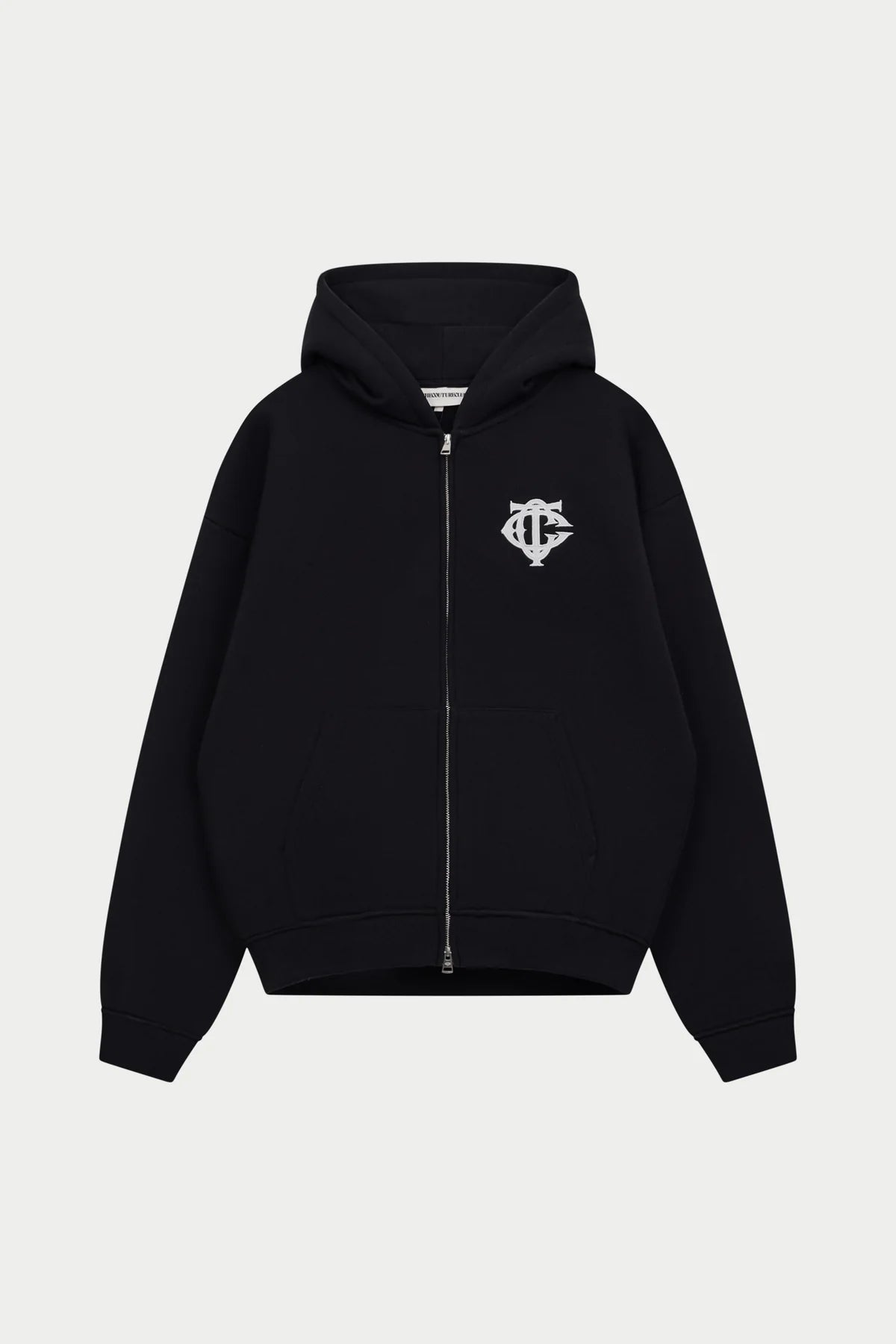 THE COUTURE CLUB HEAVYWEIGHT MONOGRAM APPLIQUE EMBLEM ZIP THROUGH - BLACK