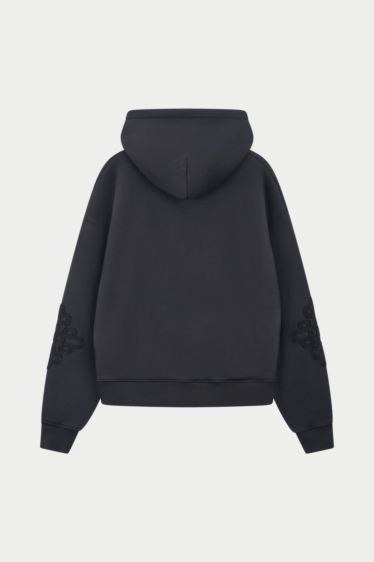THE COUTURE CLUB EMBLEM APPLIQUE ZIP THROUGH HOODIE - BLACK