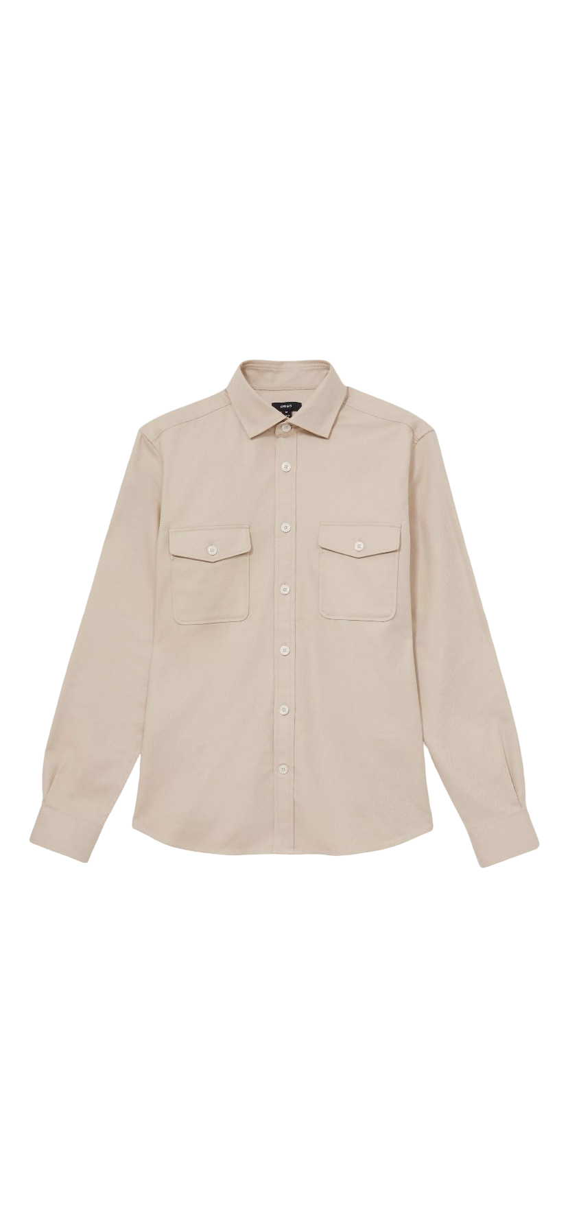 REISS COTTON TWILL TWIN POCKET OVERSHIRT STONE