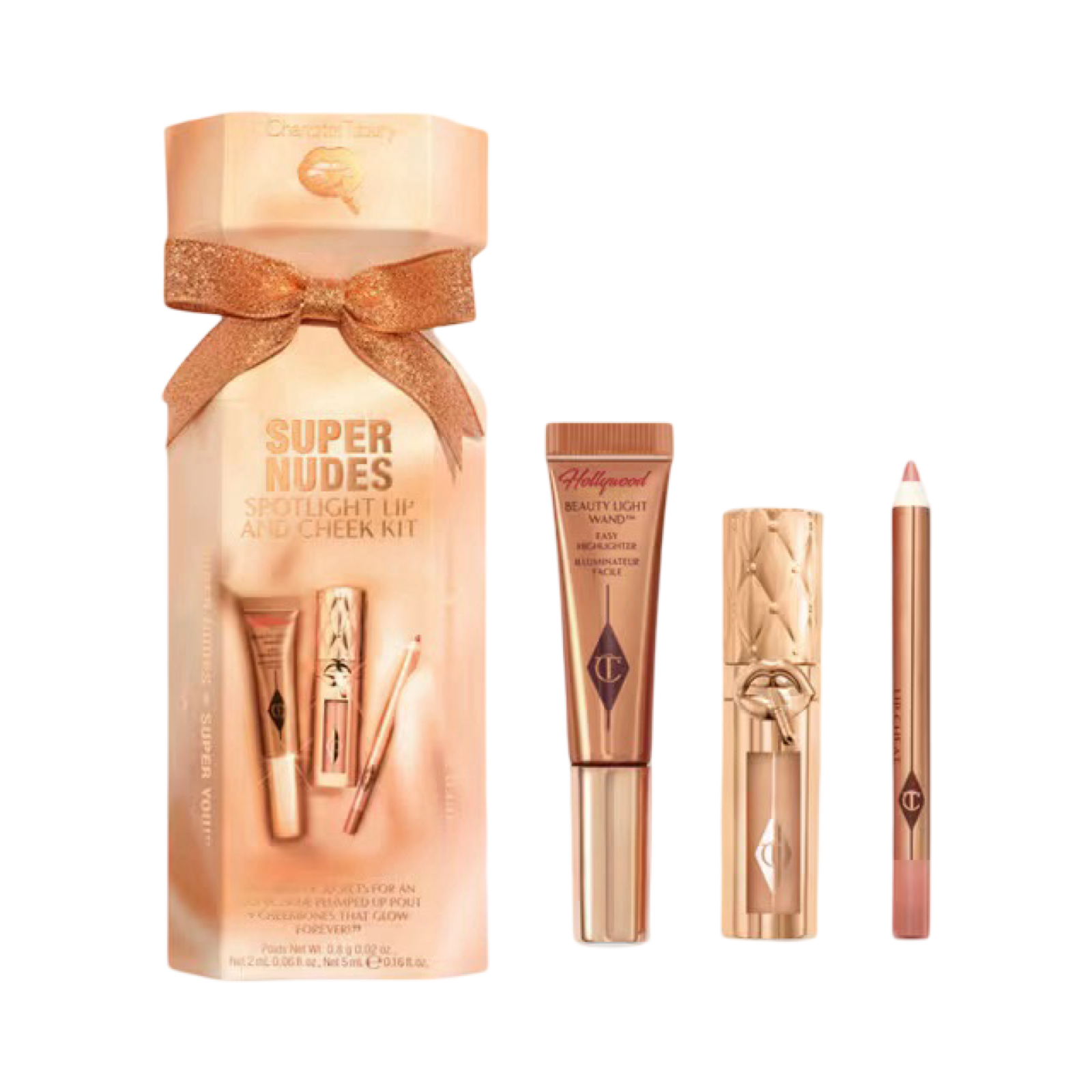 CHARLOTTE TILBURY SUPER NUDES SPOTLIGHT LIP AND CHEEK CHRISTMAS MAKEUP GIFT SET