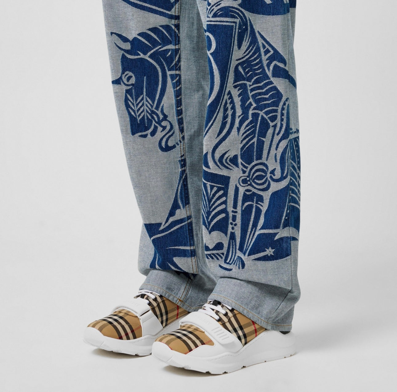 BURBERRY REGIS CHECK COTTON TRAINER