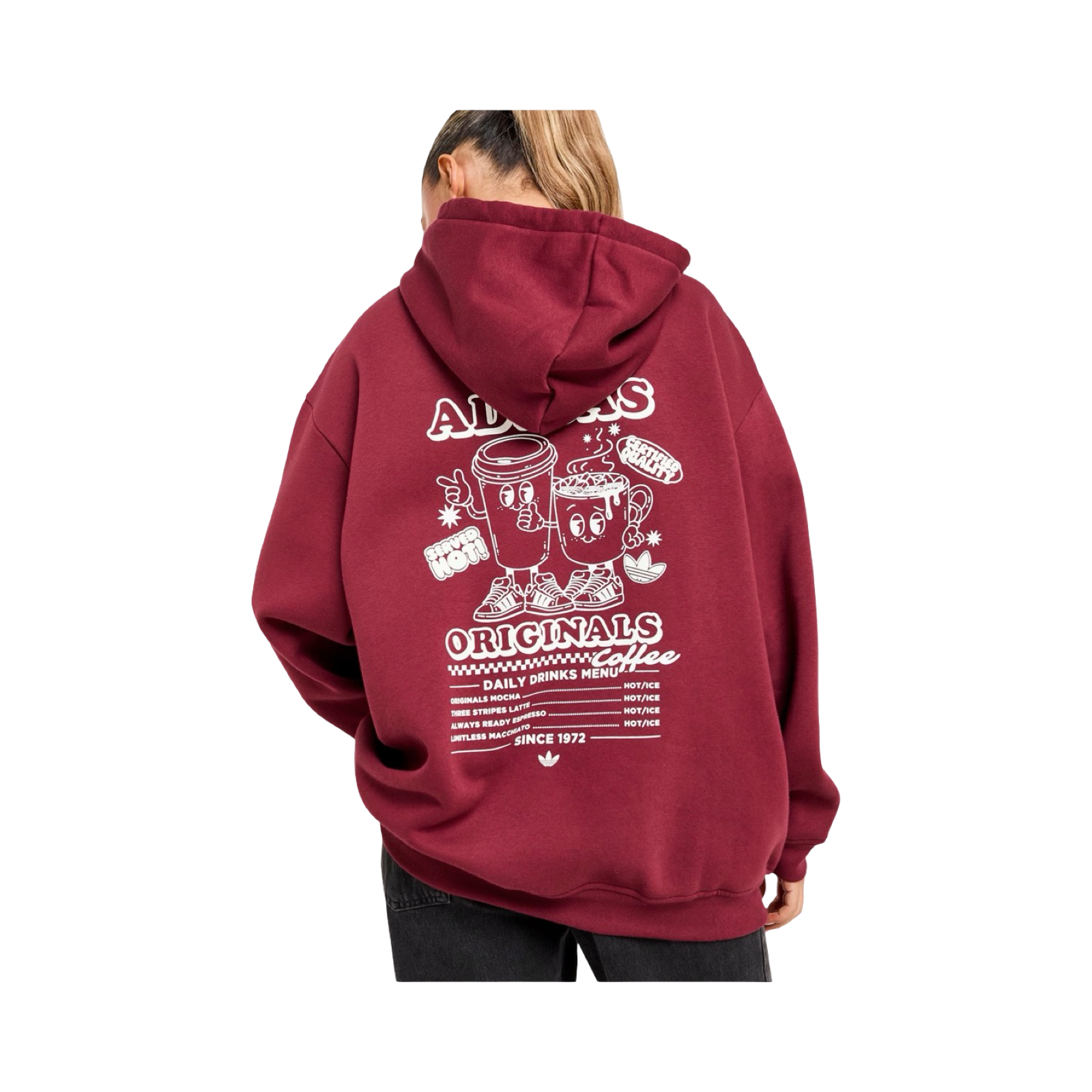 ADIDAS ORIGINALS COFFEE CLUB OVERHEAD HOODIE - BURGUNDY