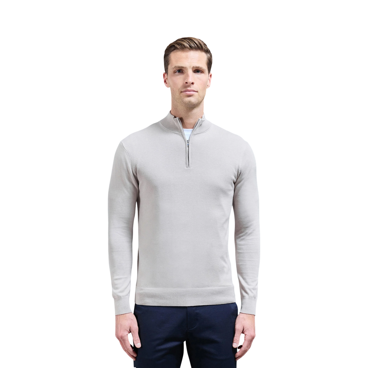 ARNE COTTON KNITTED HALF ZIP
