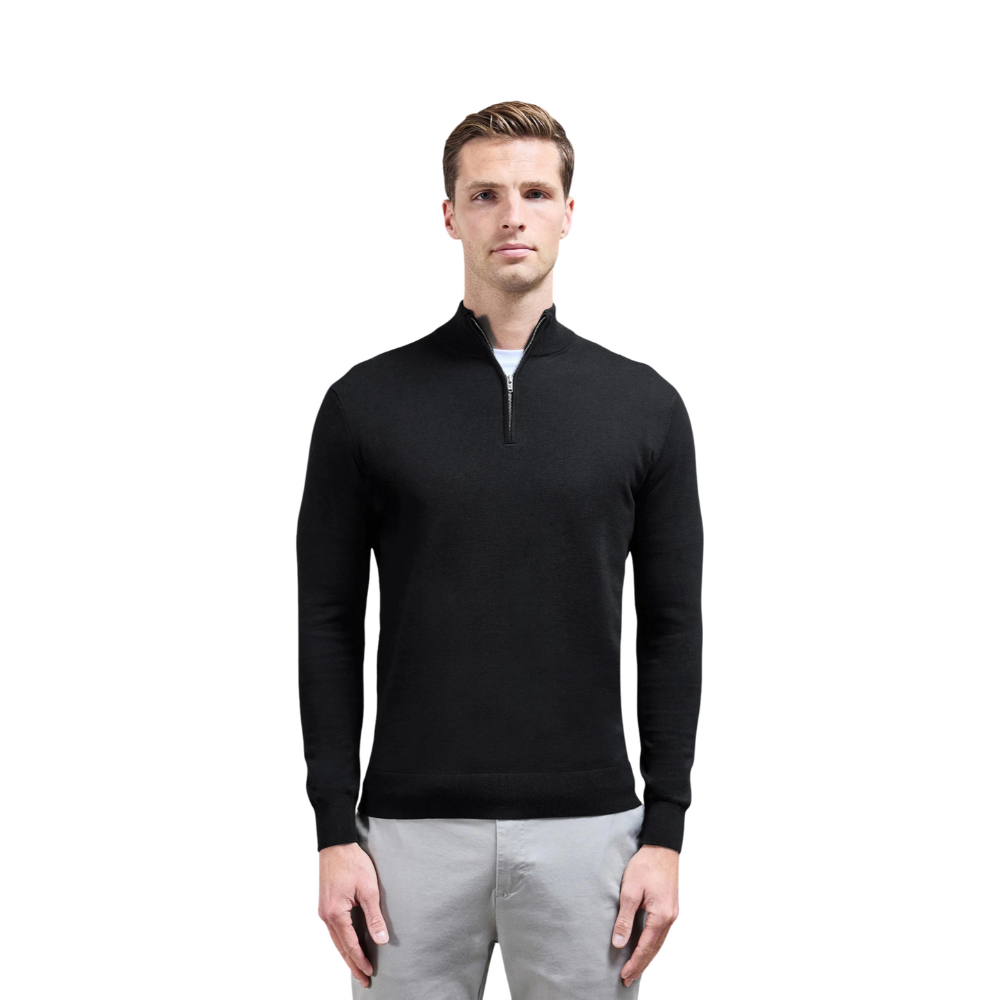 ARNE COTTON KNITTED HALF ZIP