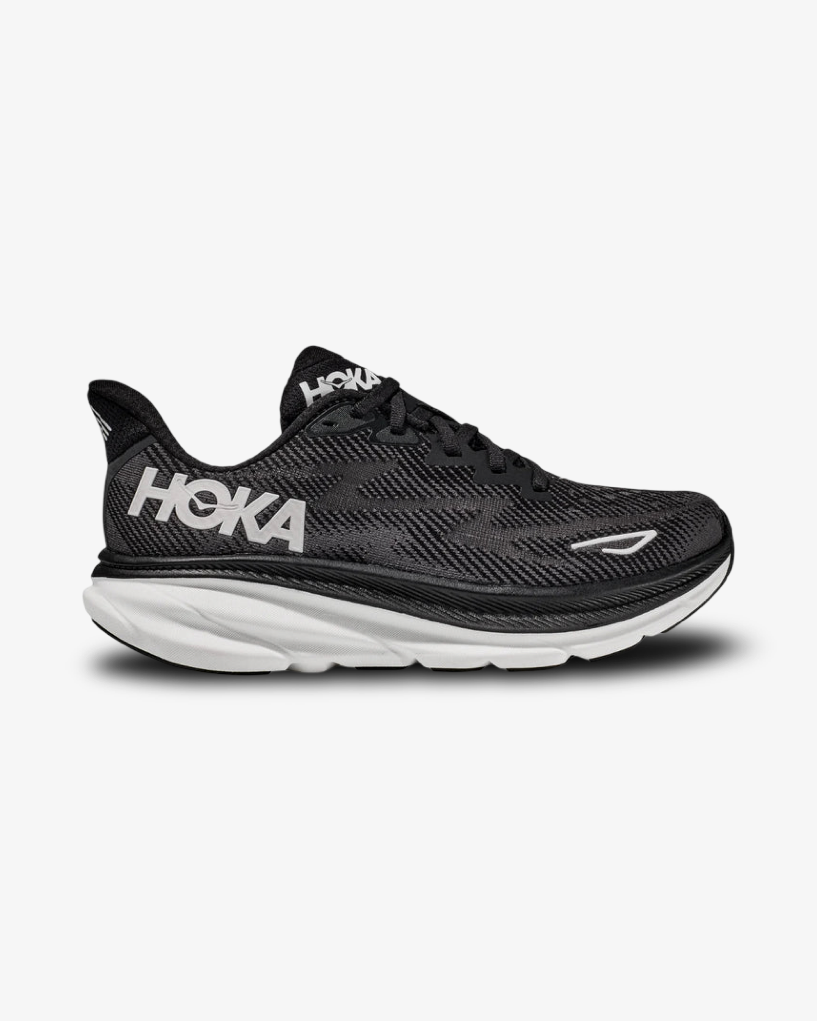 HOKA CLIFTON 9 BLACK WHITE trainer product image
