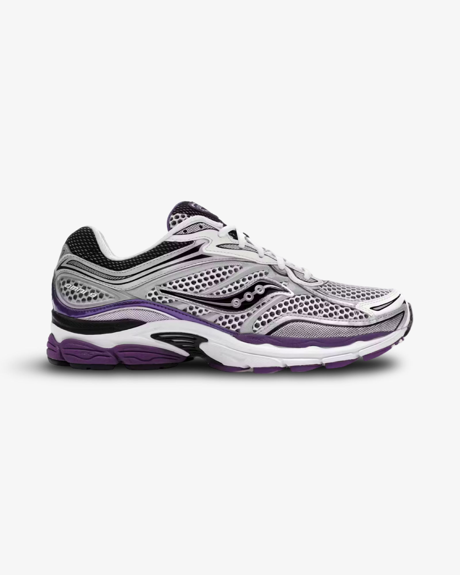 SAUCONY PROGRID OMNI 9 WHITE BLACK PURPLE SILVER trainer product image