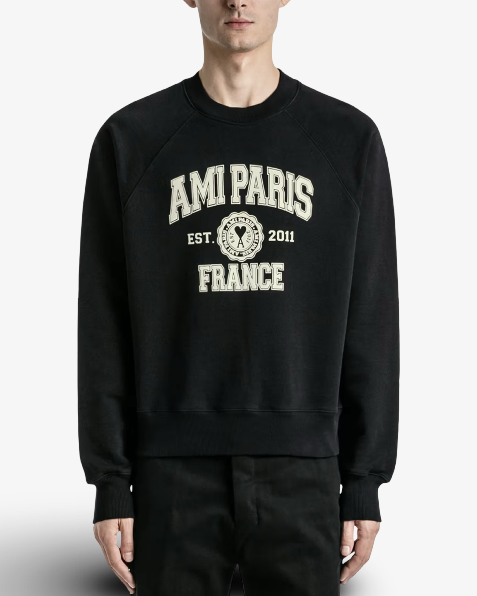 AMI PARIS COLLEGE SWEATSHIRT - BLACK