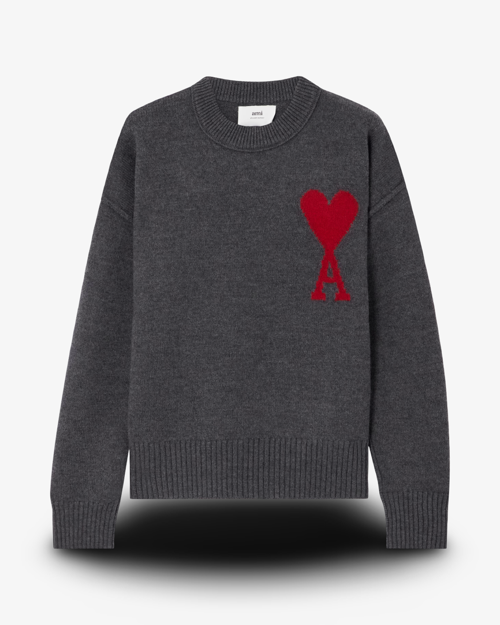 AMI PARIS DE COEUR KNITTED CREWNECK - GREY