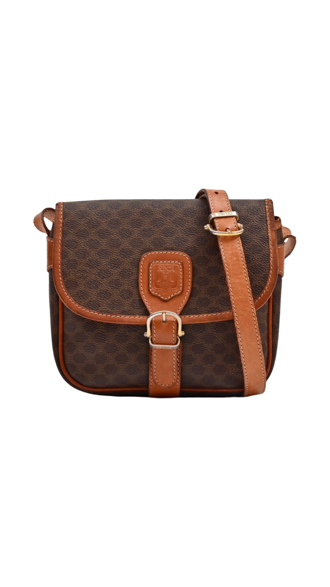 CELINE PRE-LOVED MACADAM BUCKET LEATHER CROSSBODY BAG