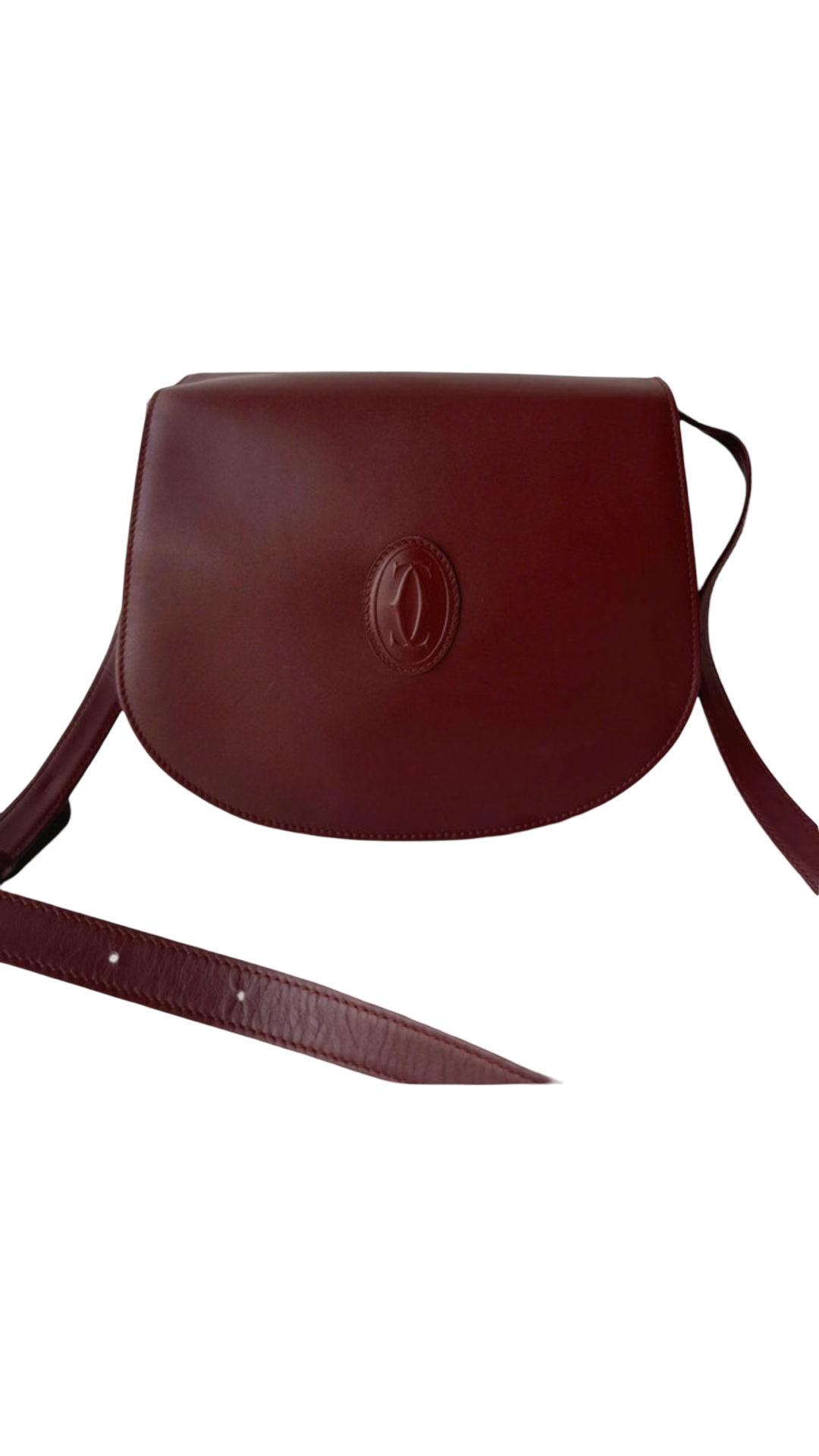 CARTIER PRE -LOVED MUST LINE BORDEAUX LEATHER SHOULDER BAG