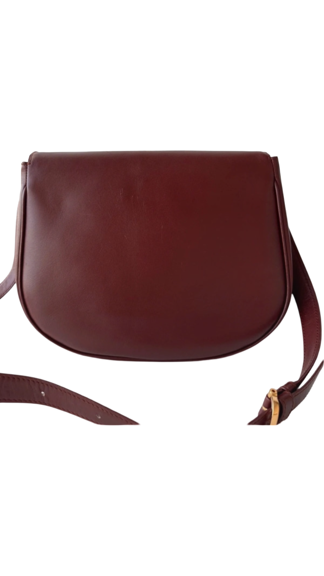 CARTIER PRE -LOVED MUST LINE BORDEAUX LEATHER SHOULDER BAG