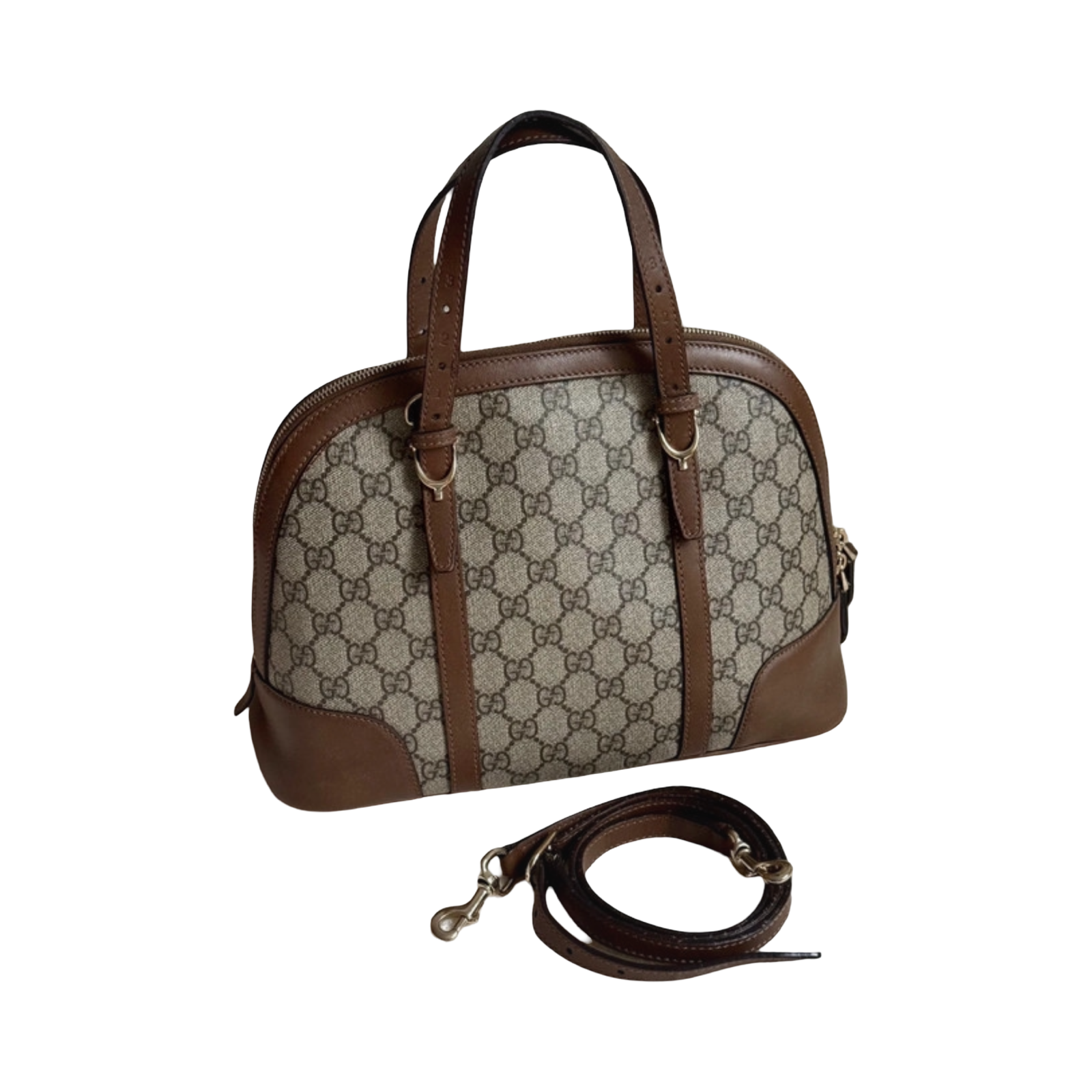 GUCCI PRE-LOVED GG SUPREME MONOGRAM MARGAUX CALFSKIN DOME BAG WITH STRAP