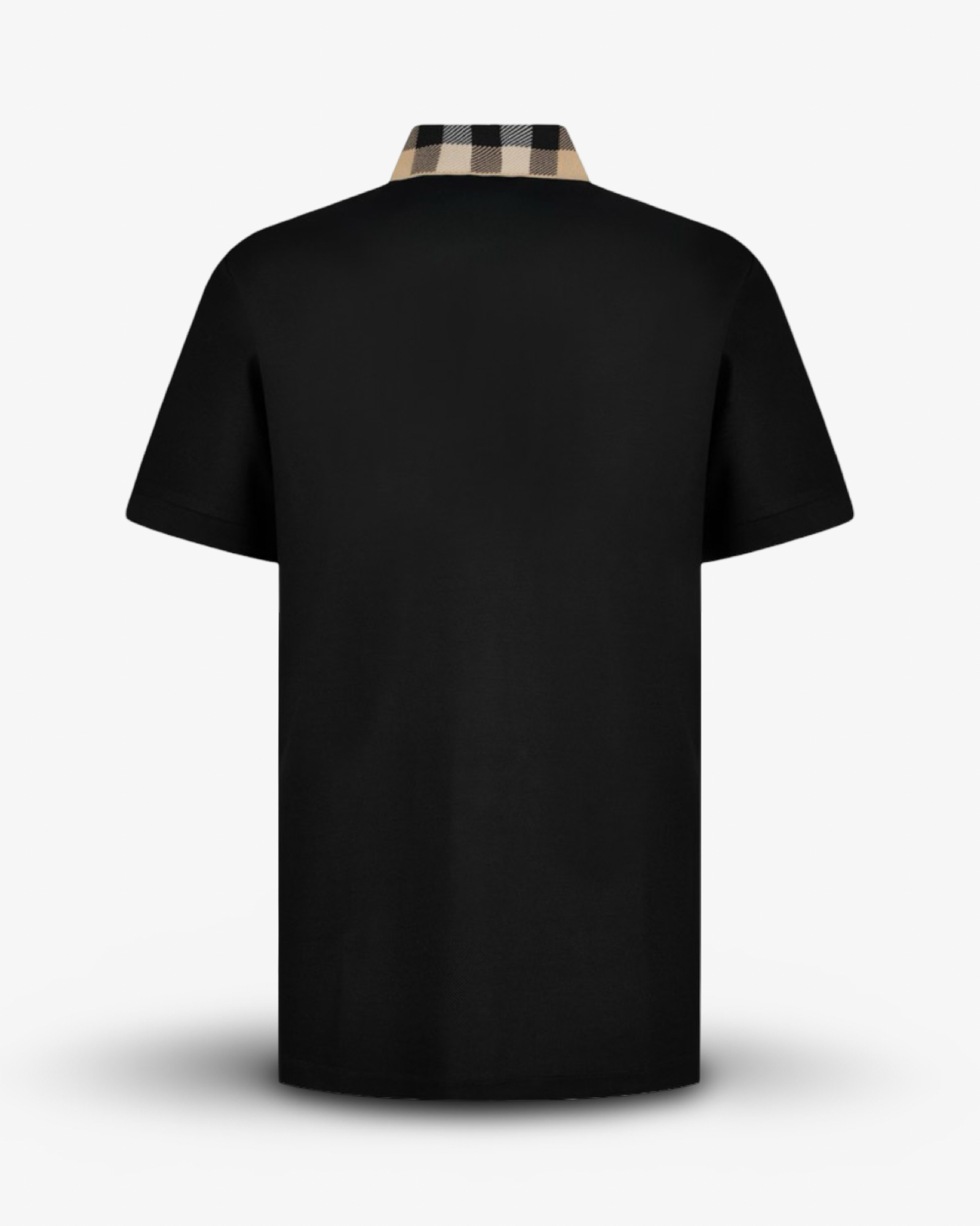 BURBERRY VINTAGE CHECK PRINT POLO SHORT SLEEVE SHIRT - BLACK
