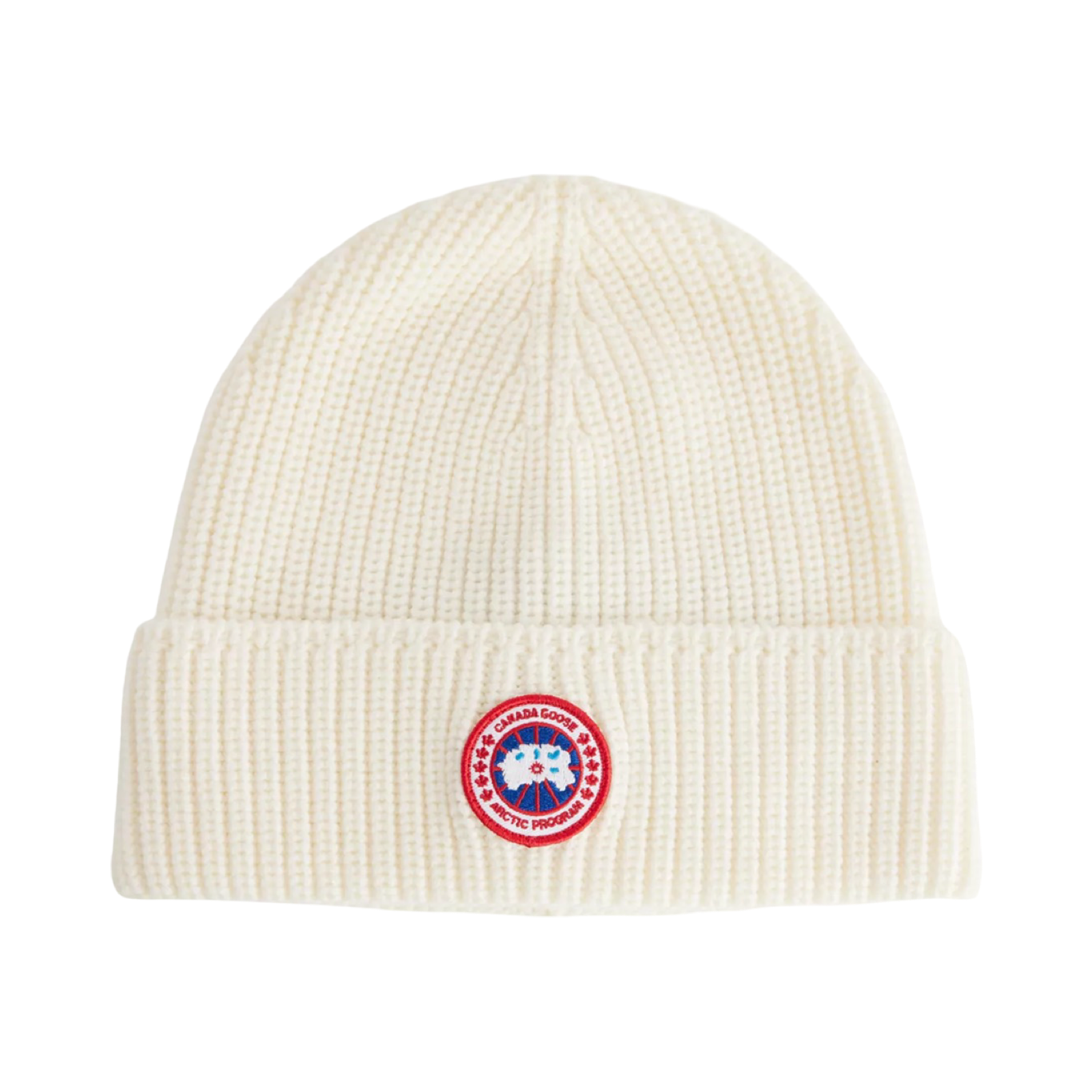 CANADA GOOSE RIB TOQUE BRAND-PATCH WOOL BEANIE COTTONGRASS-LINAIGRETTE