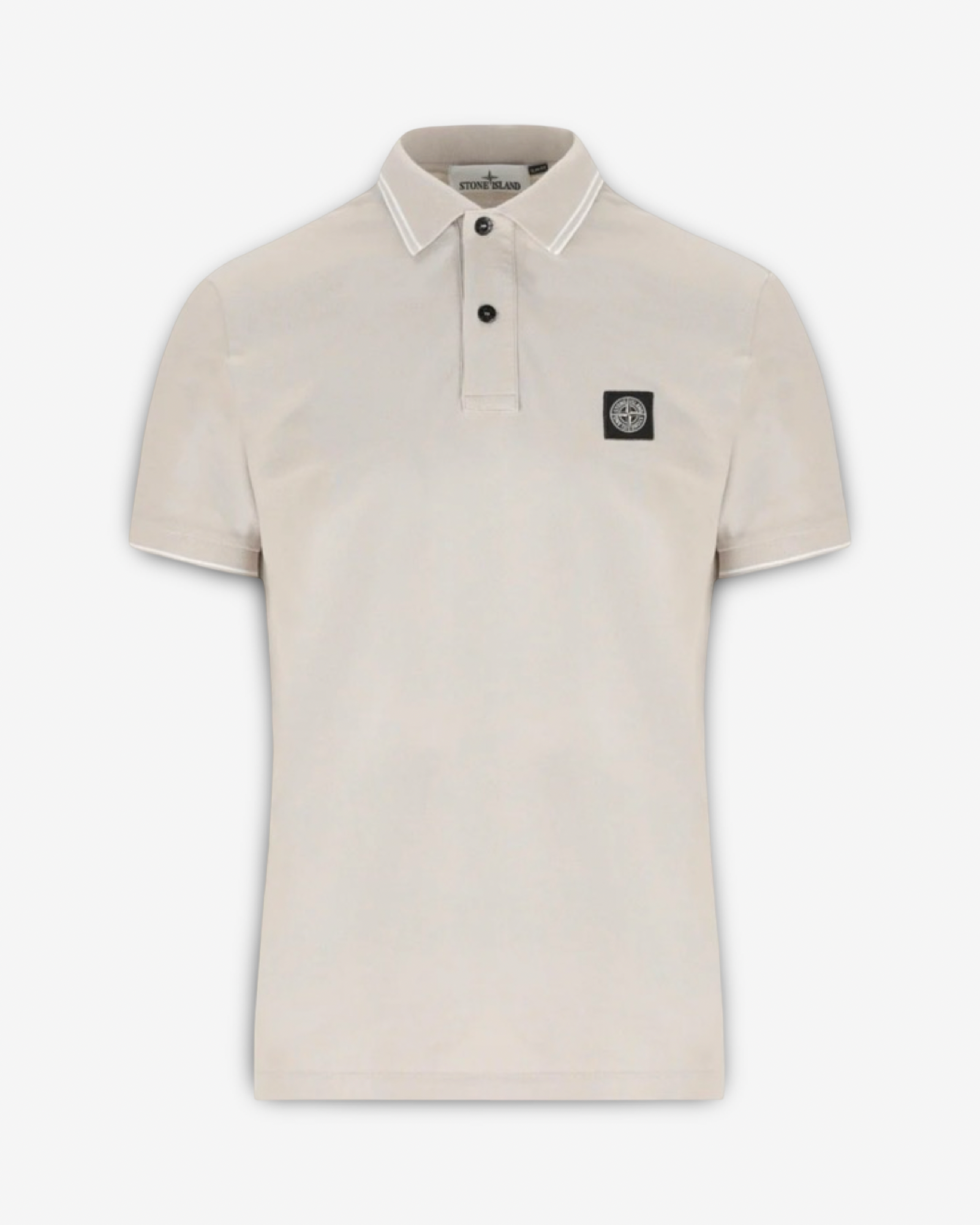 STONE ISLAND POLO TOP COMPASS PATCH - PEARL GREY