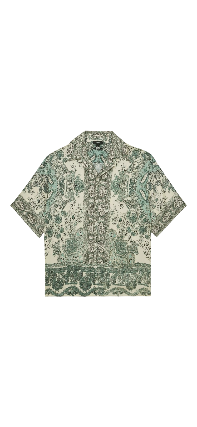 REISS SAMBERG SHORT SLEEVE PAISLEY PRINT SHIRT GREEN