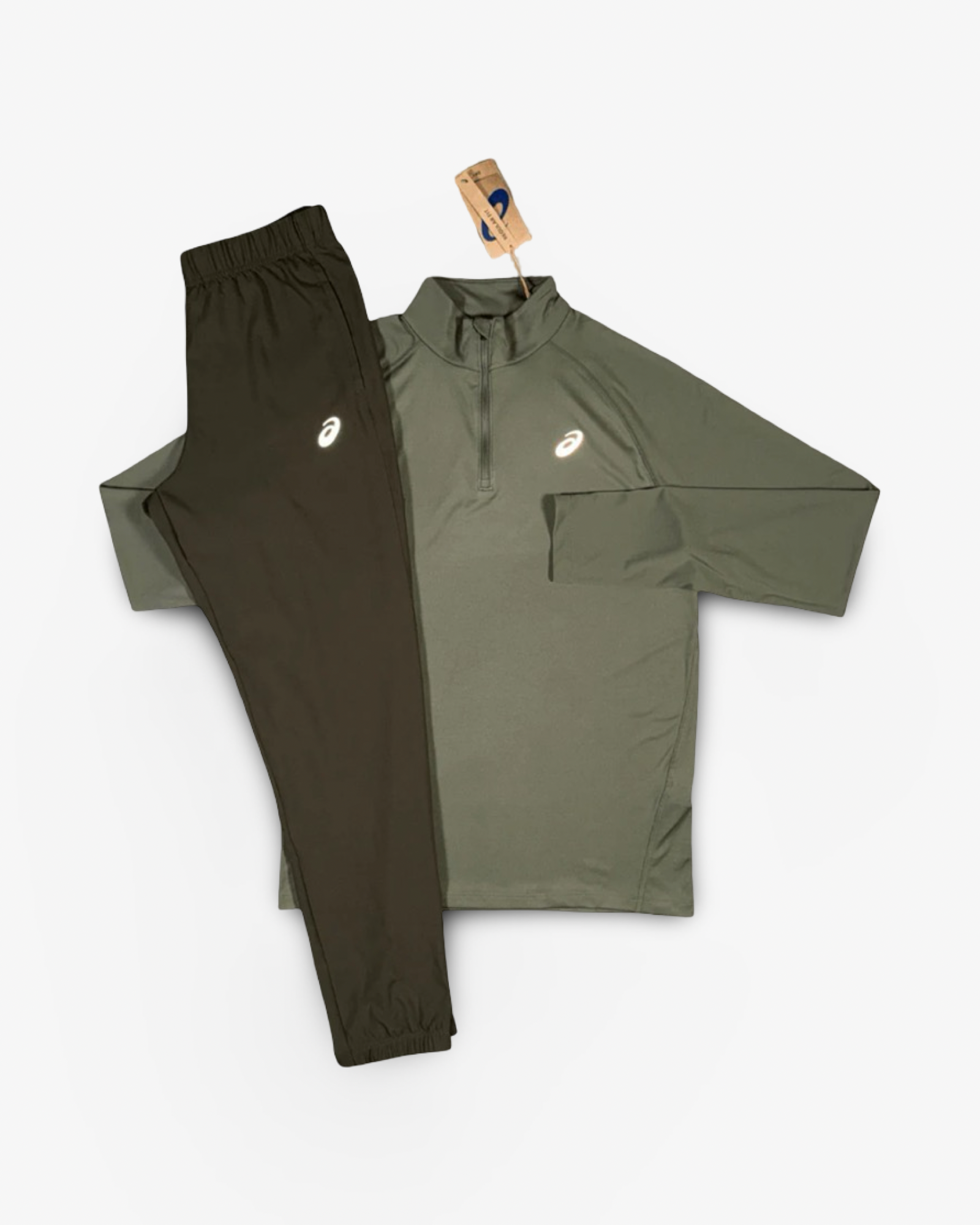 ASICS CORE 114 ZIP PANTS SET 'KHAKI/BROWNSTONE'