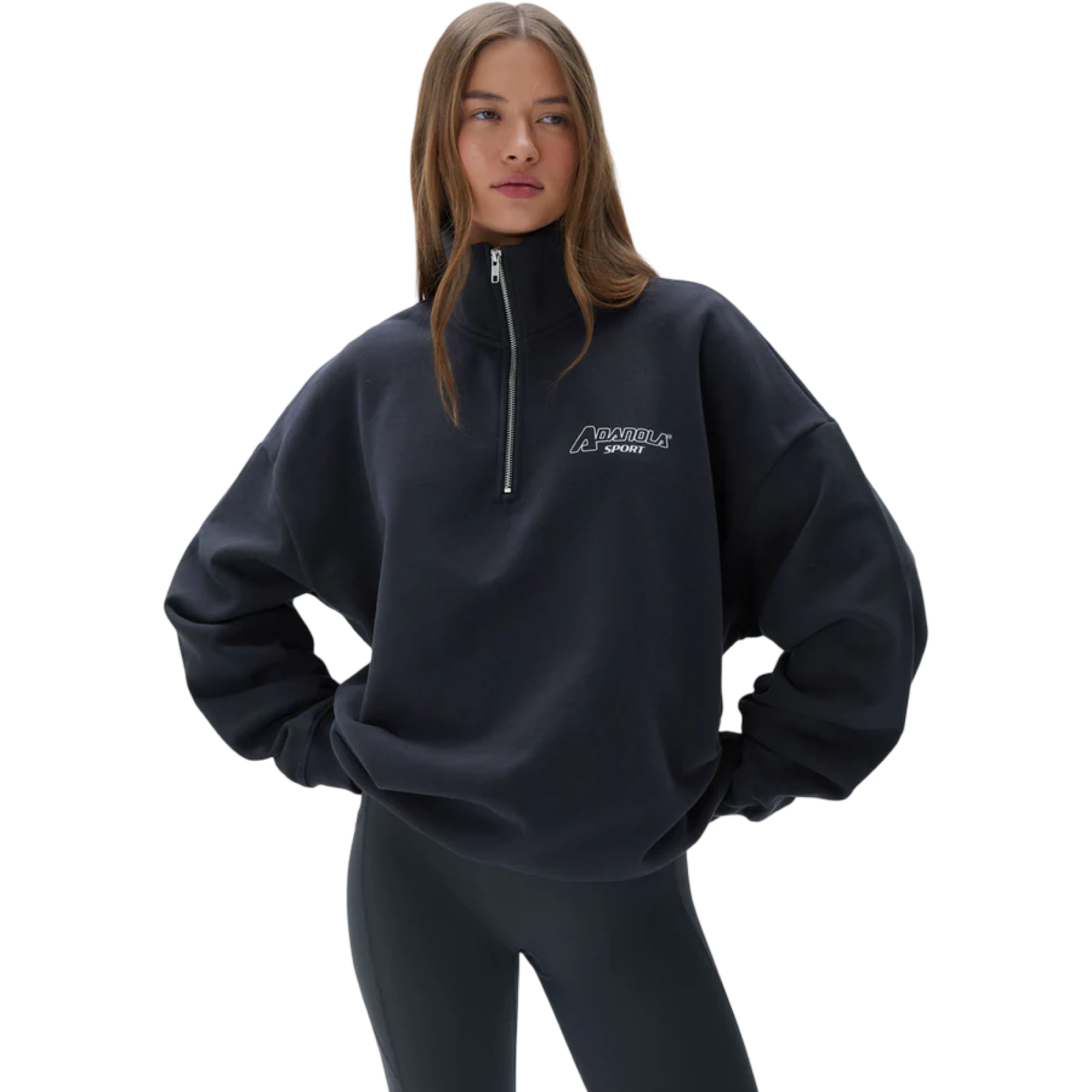 ADANOLA FUNNEL NECK ZIP SWEATSHIRT GREY