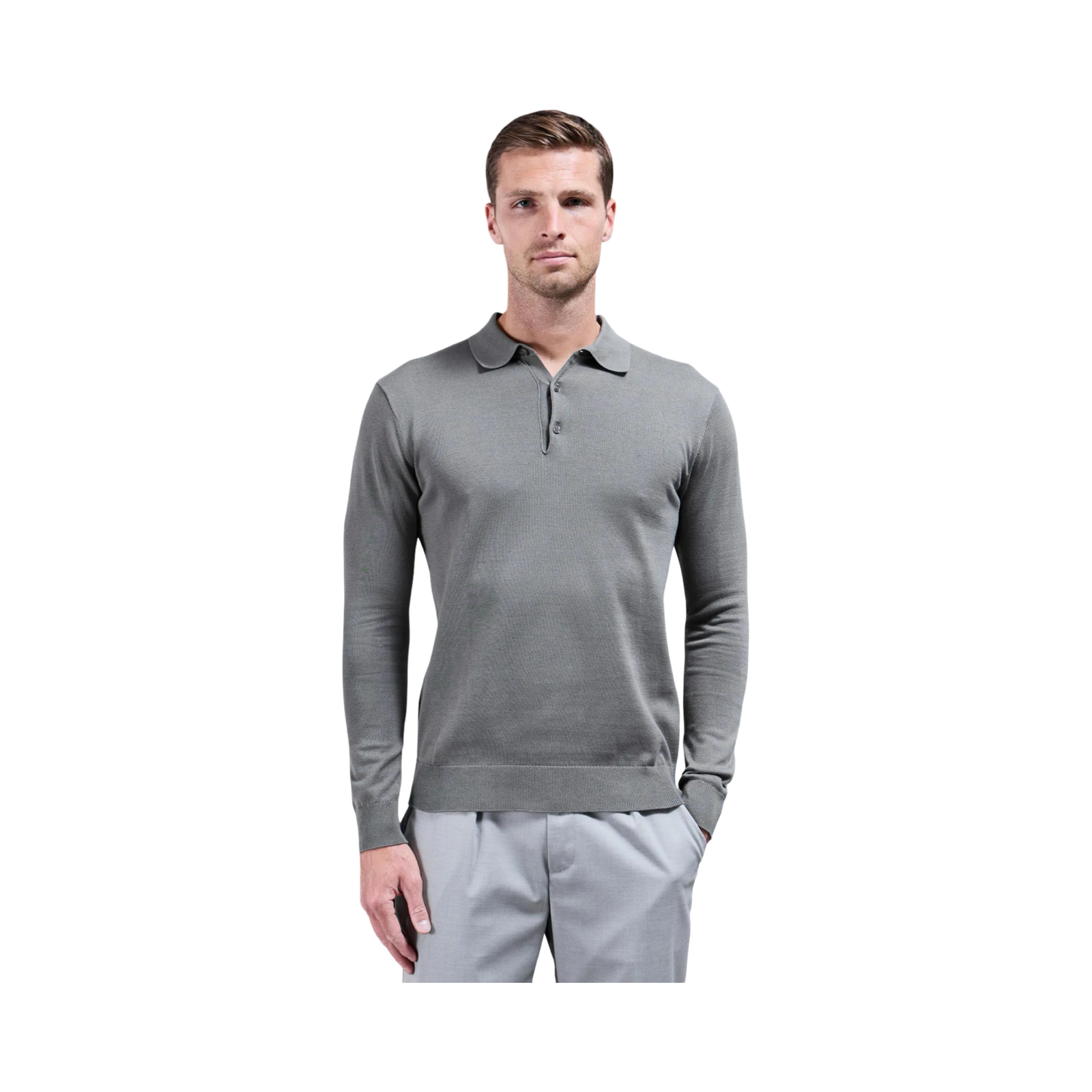 ARNE LONG SLEEVE POLO SHIRT GREY