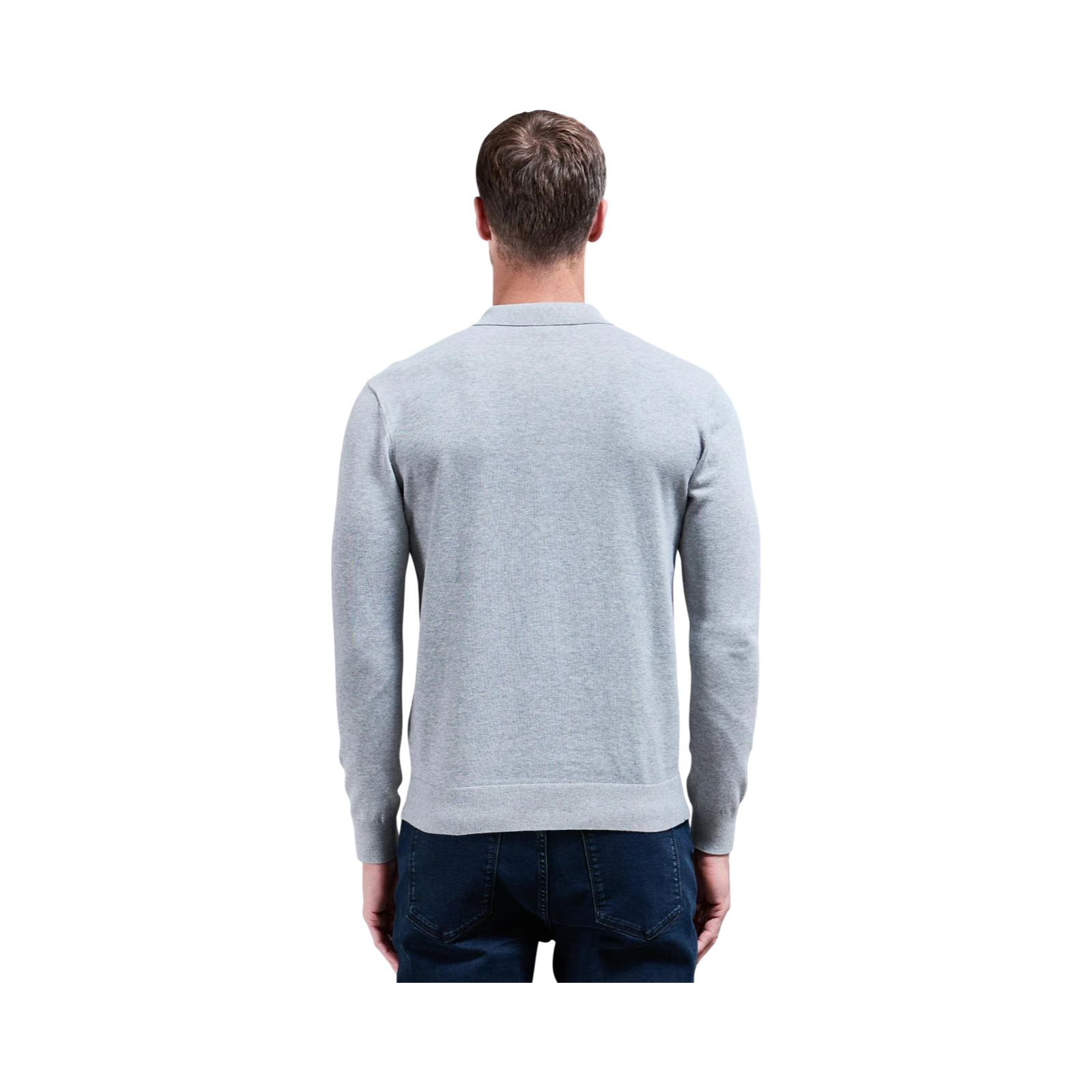 ARNE LONG SLEEVE HALF ZIP POLO SHIRT MARL GREY