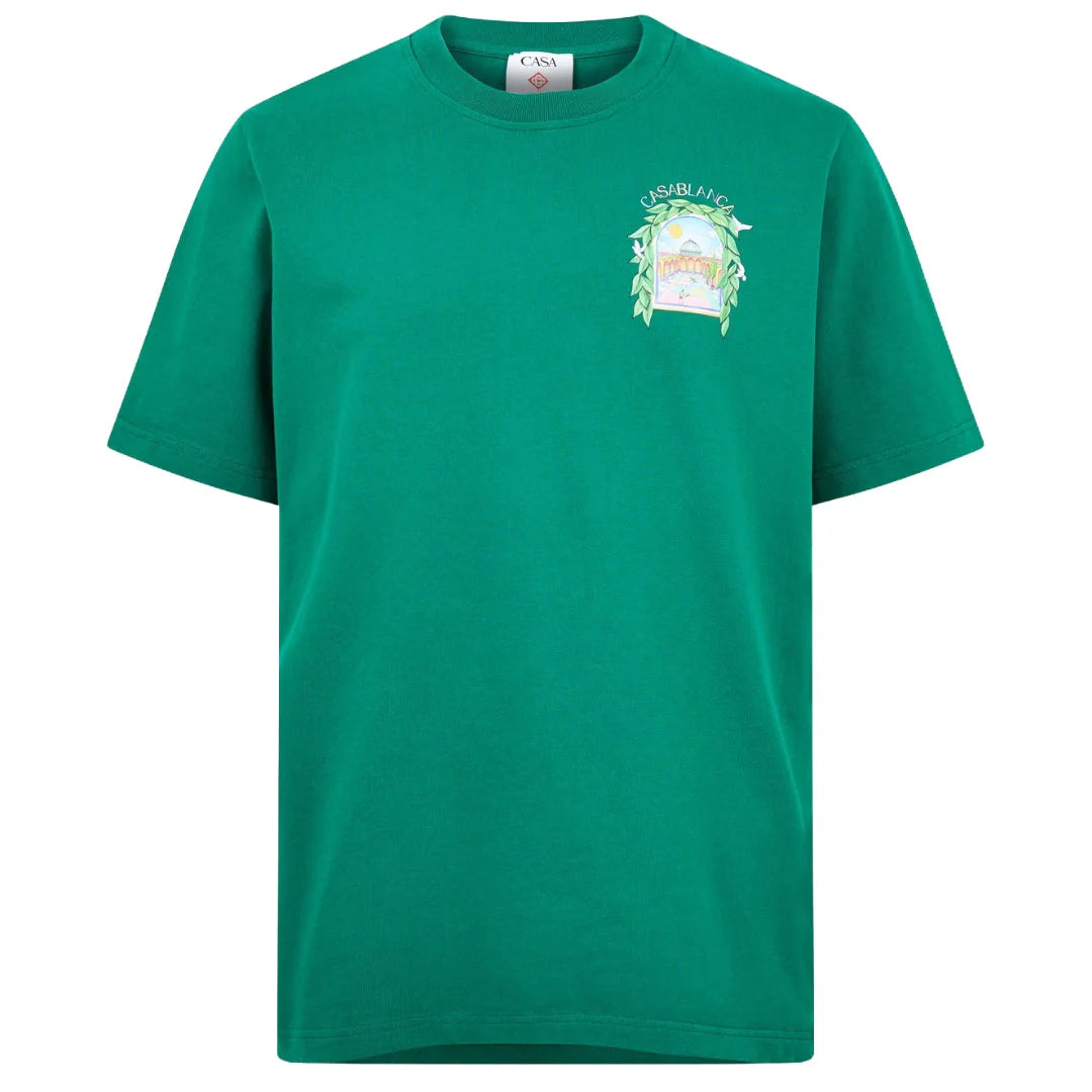 CASABLANCA PRINTED T-SHIRT L'ARCH DE TENNIS GREEN T-SHIRT