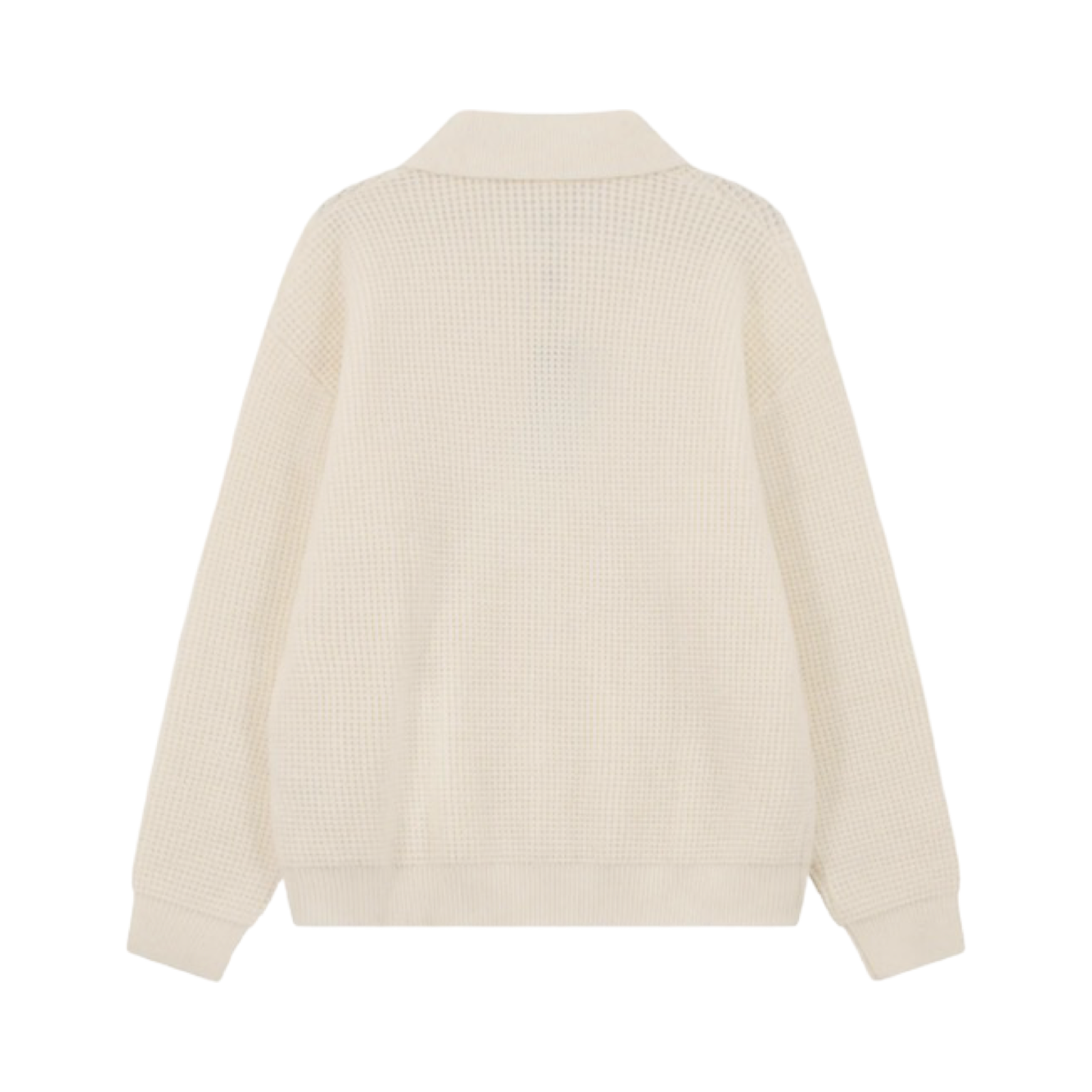 THE COUTURE CLUB WAFFLE KNIT LONG SLEEVE POLO WHITE