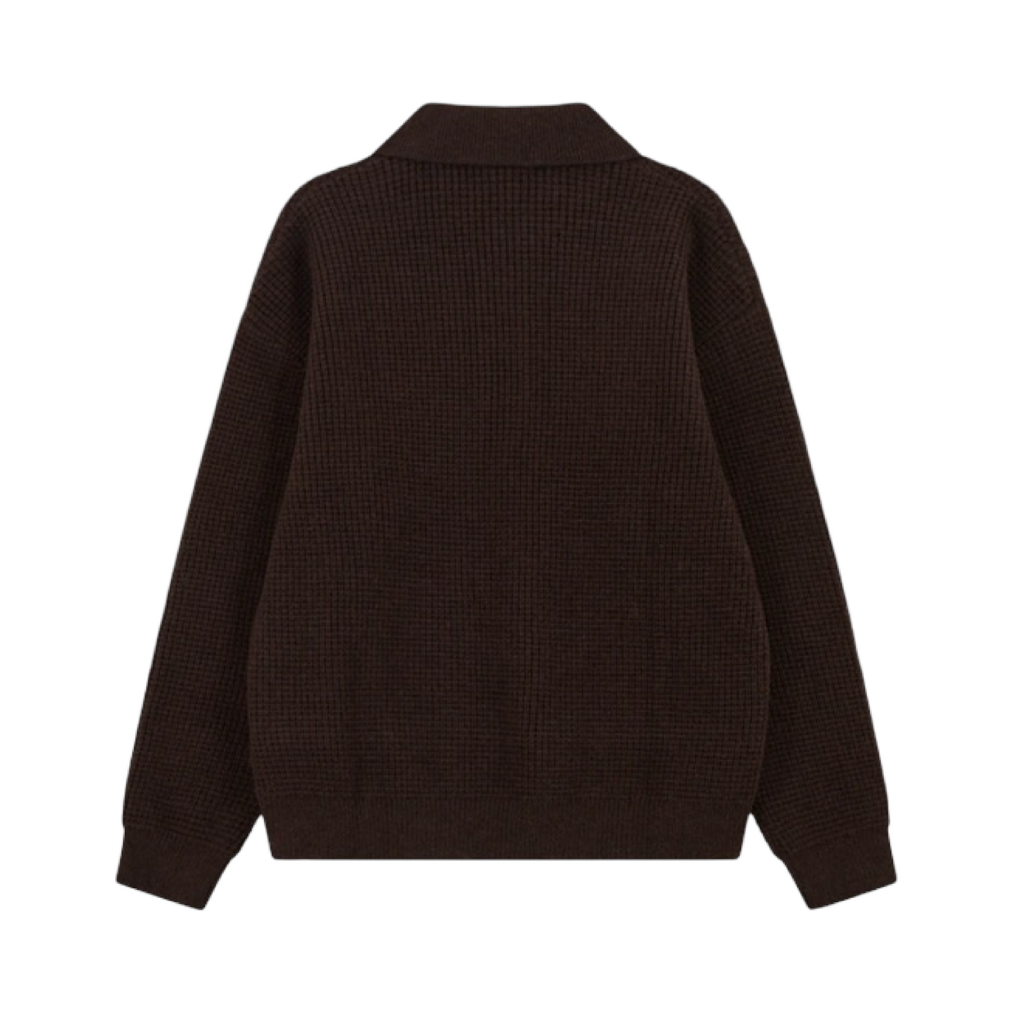 THE COUTURE CLUB WAFFLE KNIT LONG SLEEVE POLO BROWN