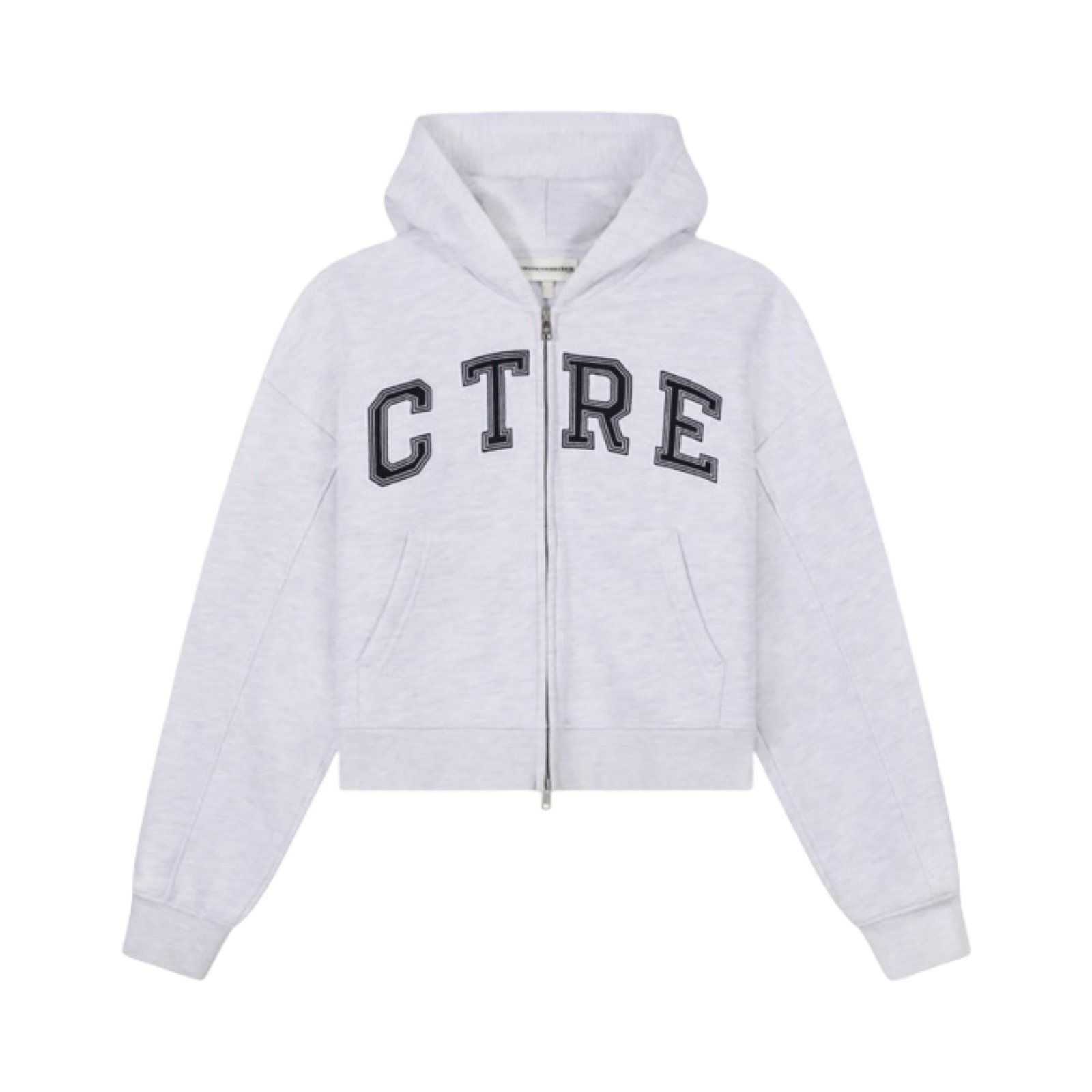 THE COUTURE CLUB CTRE APPLIQUE ZIP THROUGH HOODIE GREY MARL