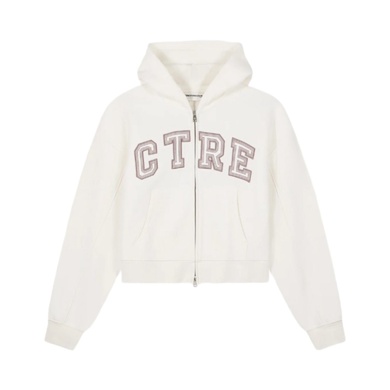 THE COUTURE CLUB CTRE APPLIQUE ZIP THROUGH HOODIE OFF WHITE