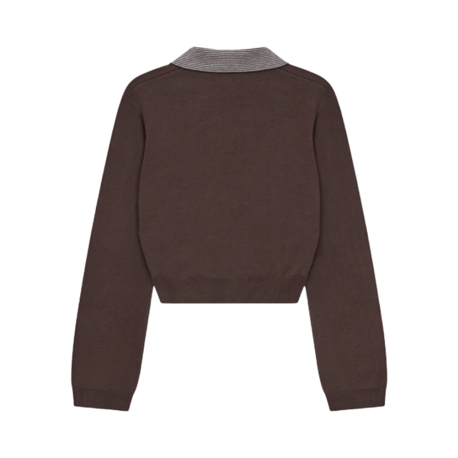 THE COUTURE CLUB LONG SLEEVE KNITTED COLLAR POLO TOP BROWN
