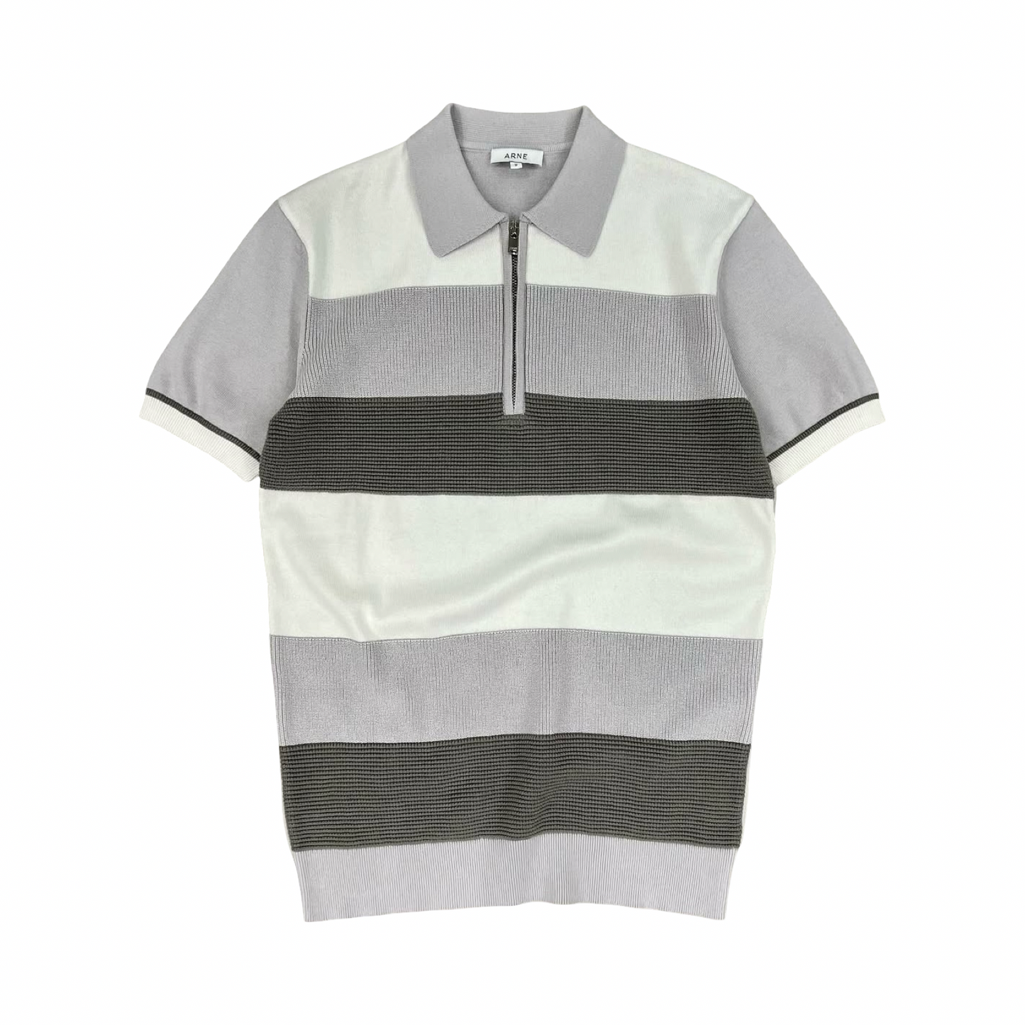 ARNE STRIPED ZIP POLO SHIRT