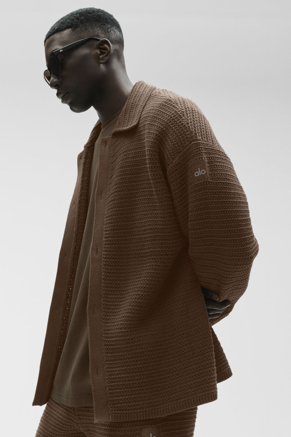 Alo Shift Knit Button Up Long Sleeve - Espresso