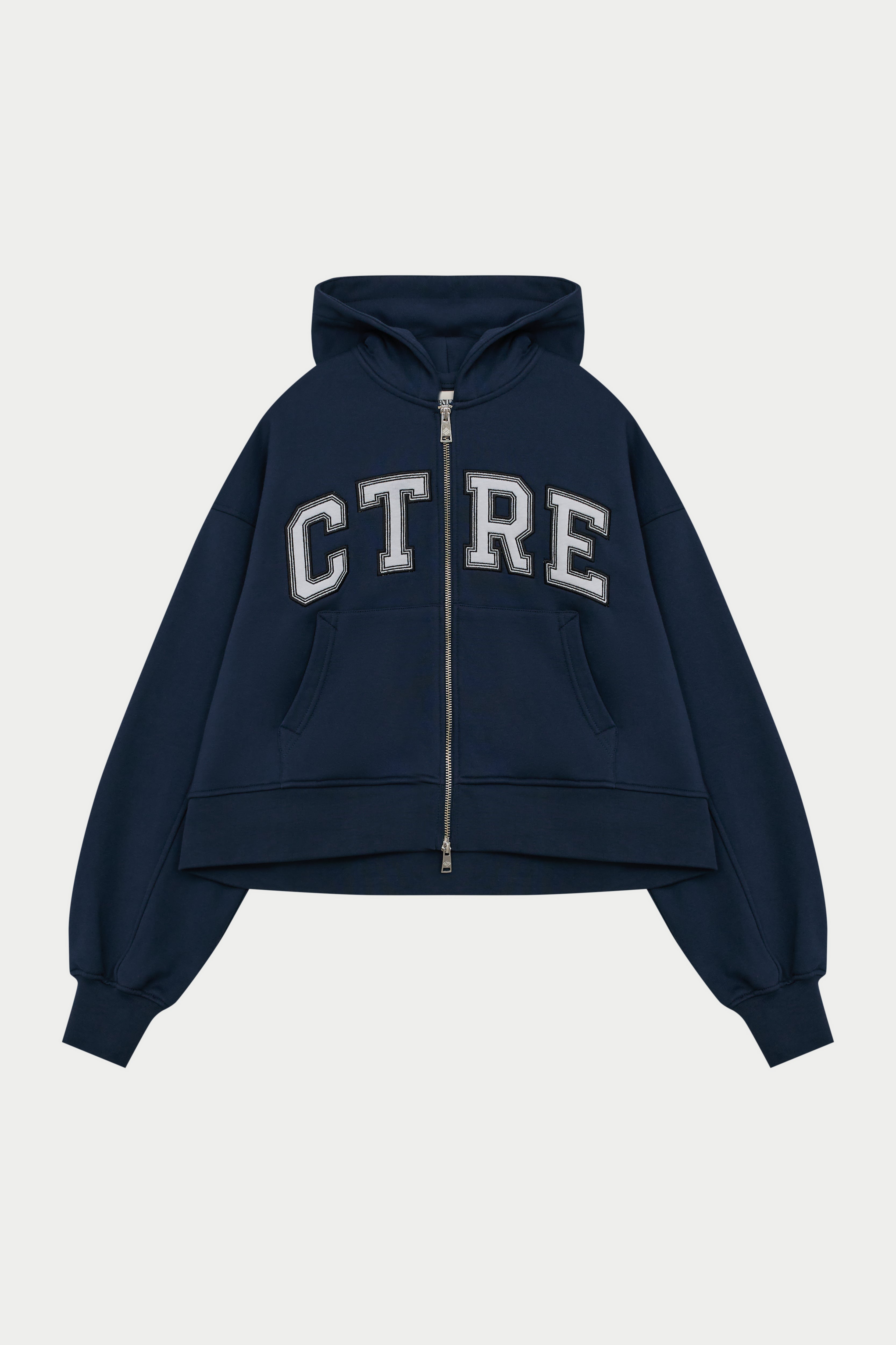 CTRE APPLIQUE ZIP THROUGH HOODIE - NAVY