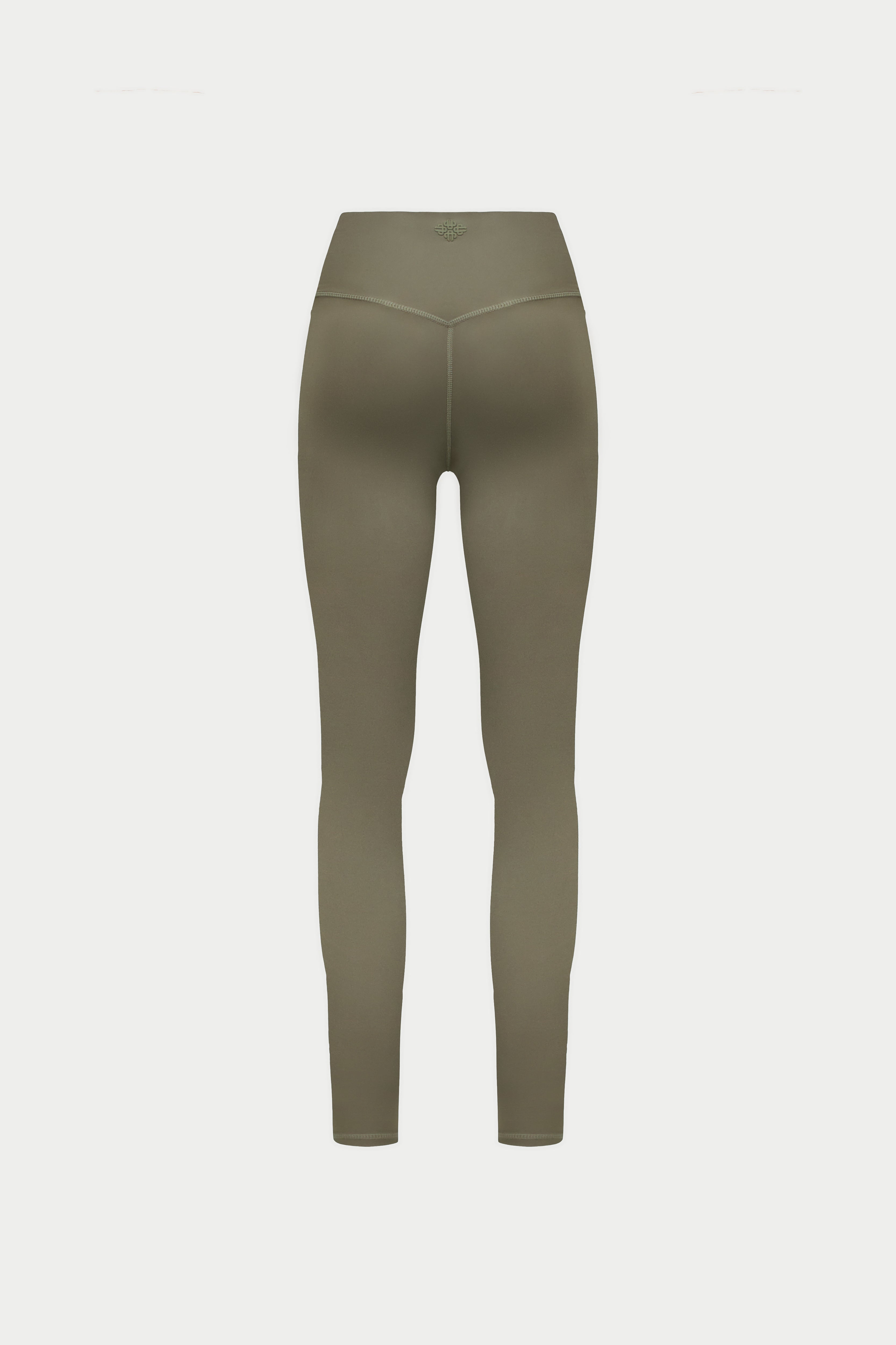EMBLEM SCULPTING STRETCH LEGGINGS - KHAKI