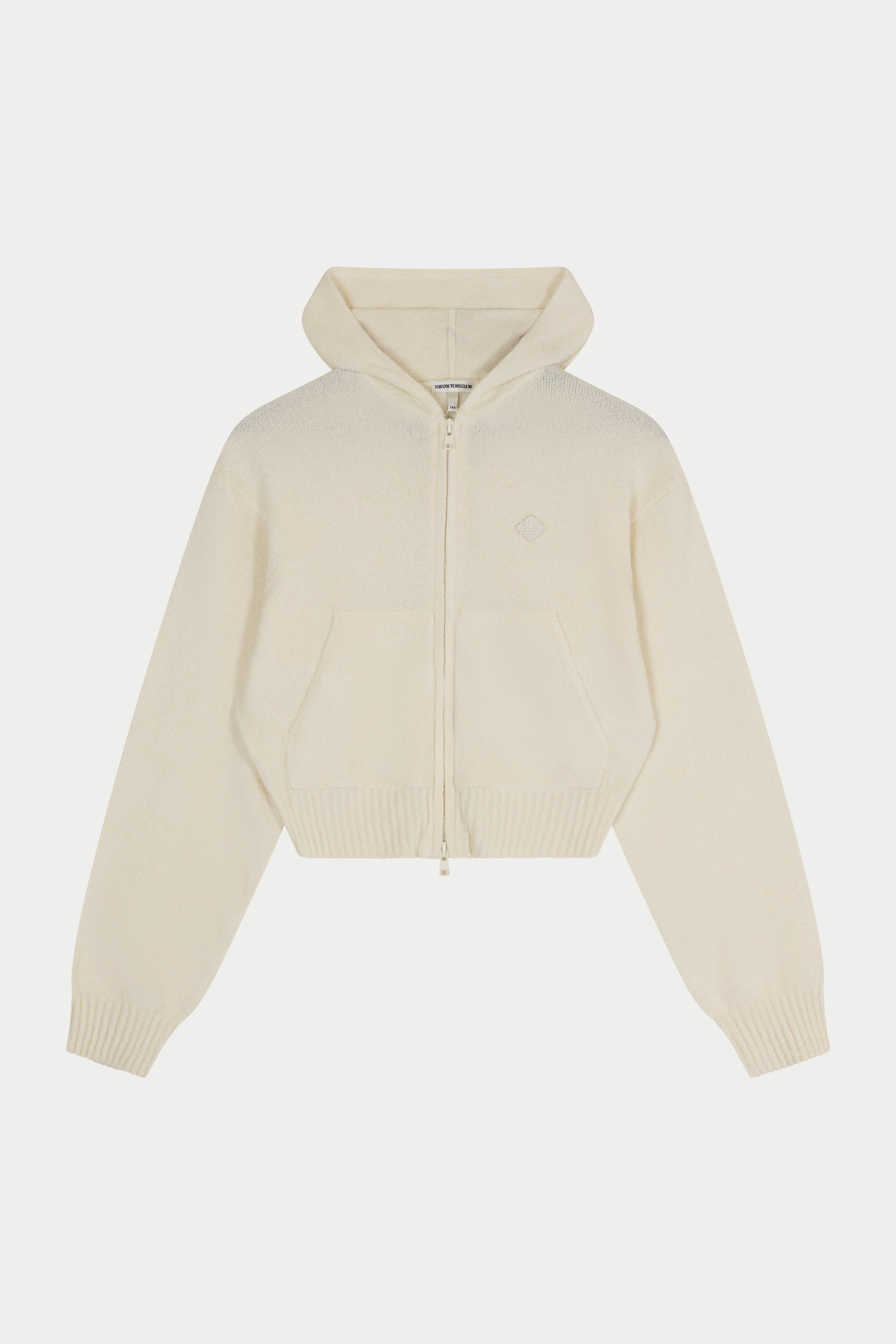 TOWELLING ZIP THROUGH HOODIE - WHITE