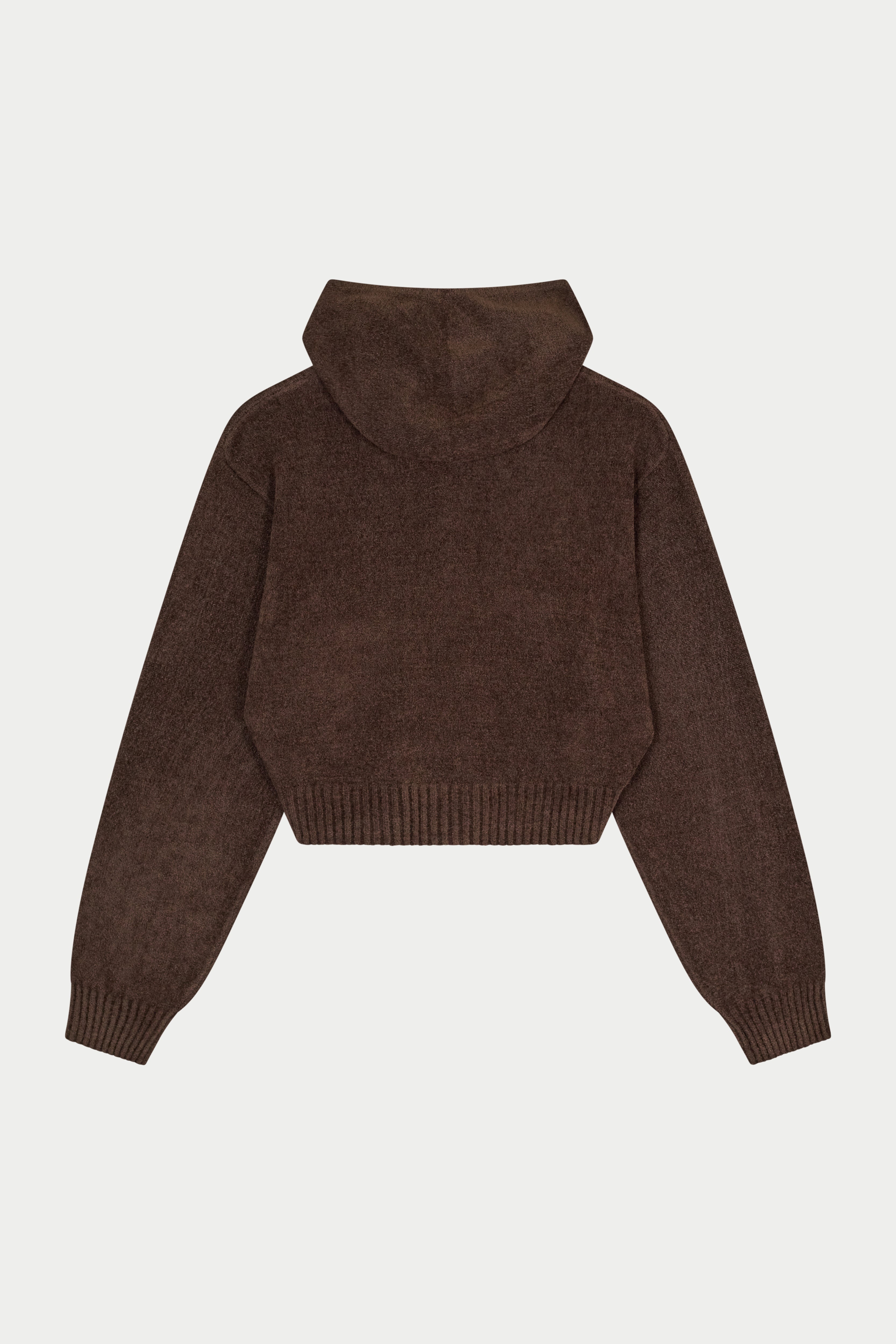 TOWELLING ZIP THROUGH HOODIE - CHOCOLATE