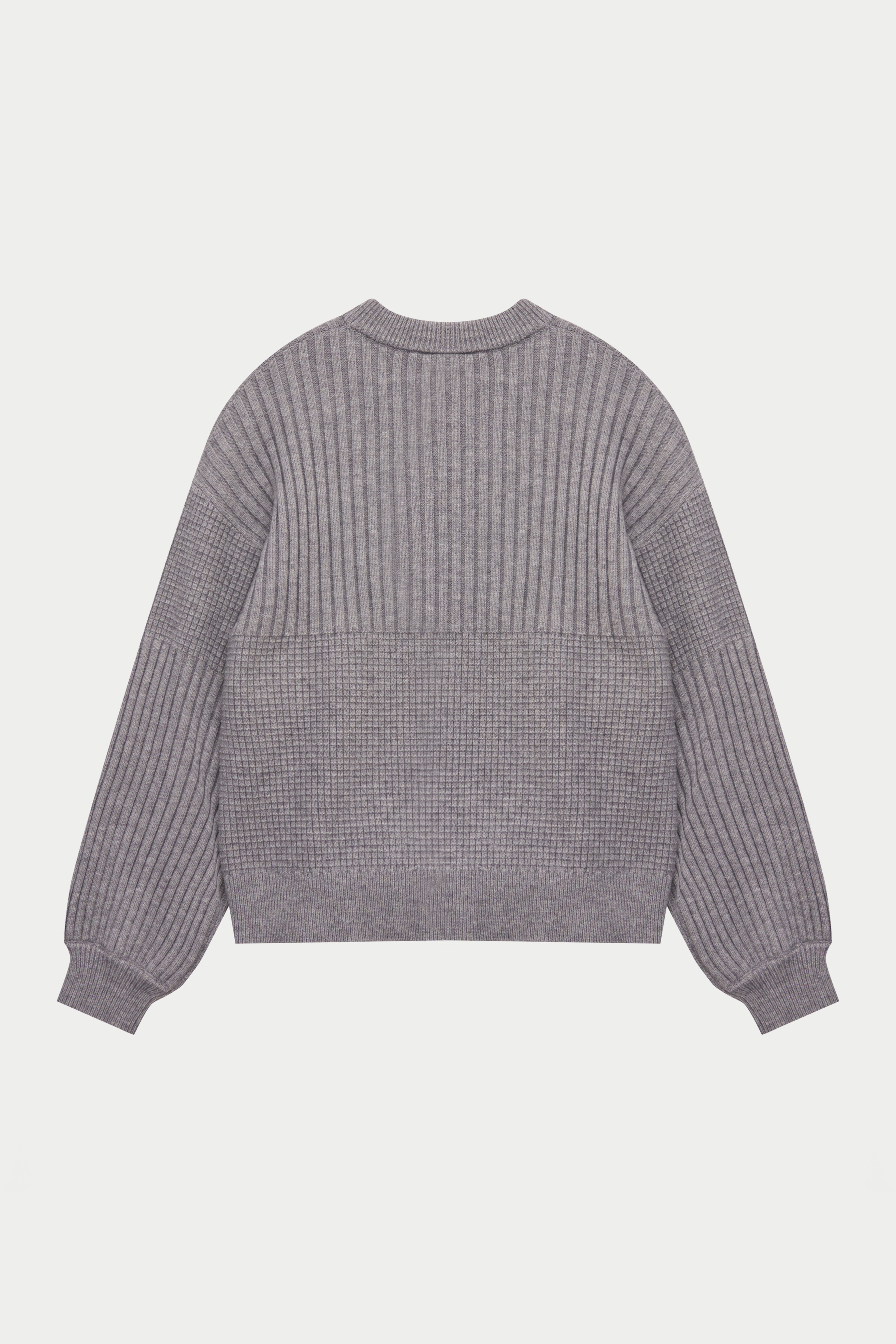 CONTRAST KNIT OVERSIZED CREW - GREY MARL