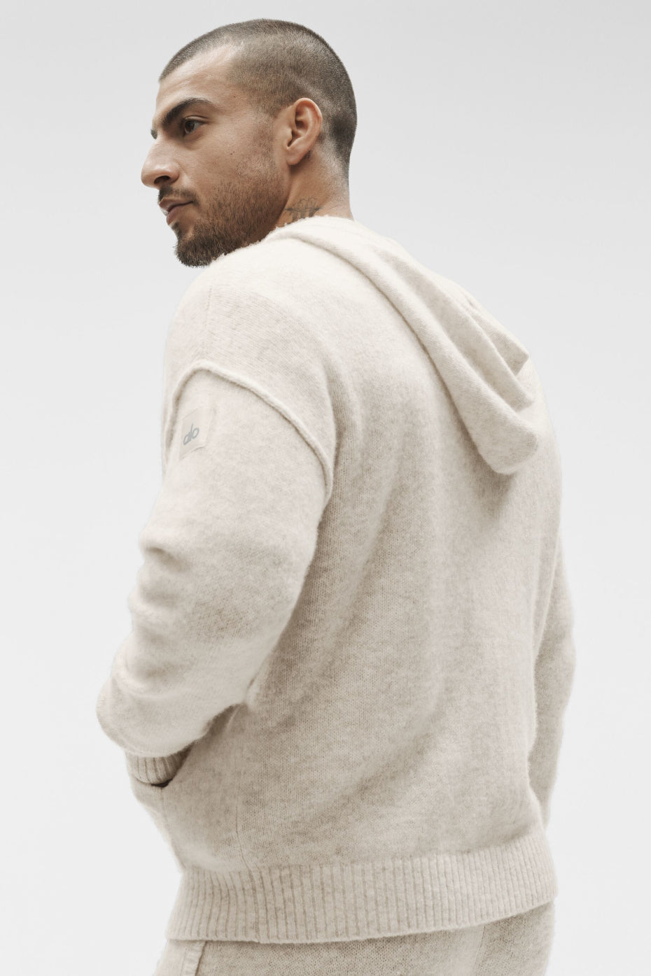 Alo Wool Cashmere New Class Full Zip Hoodie - Oatmeal Heather