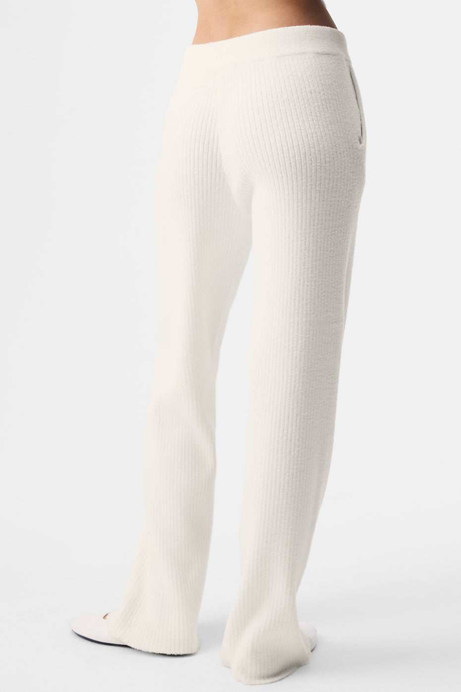 Alo Snuggle Up Sweater High-Waist Wide Leg Pant - Ivory