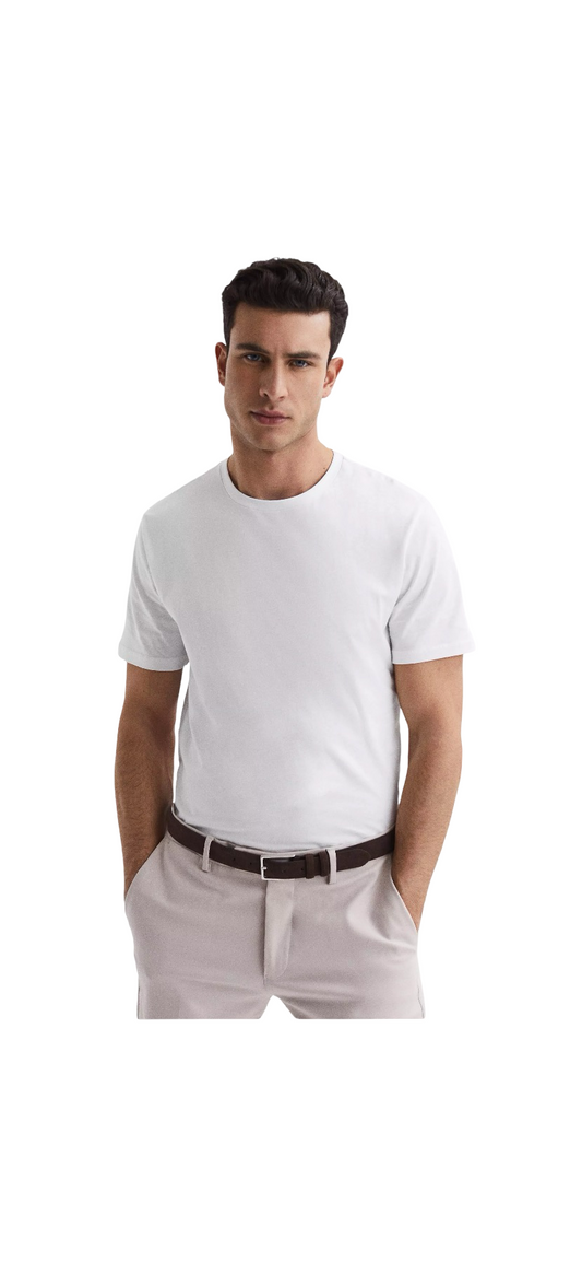 REISS BLESS COTTON CREW NECK T-SHIRT WHITE