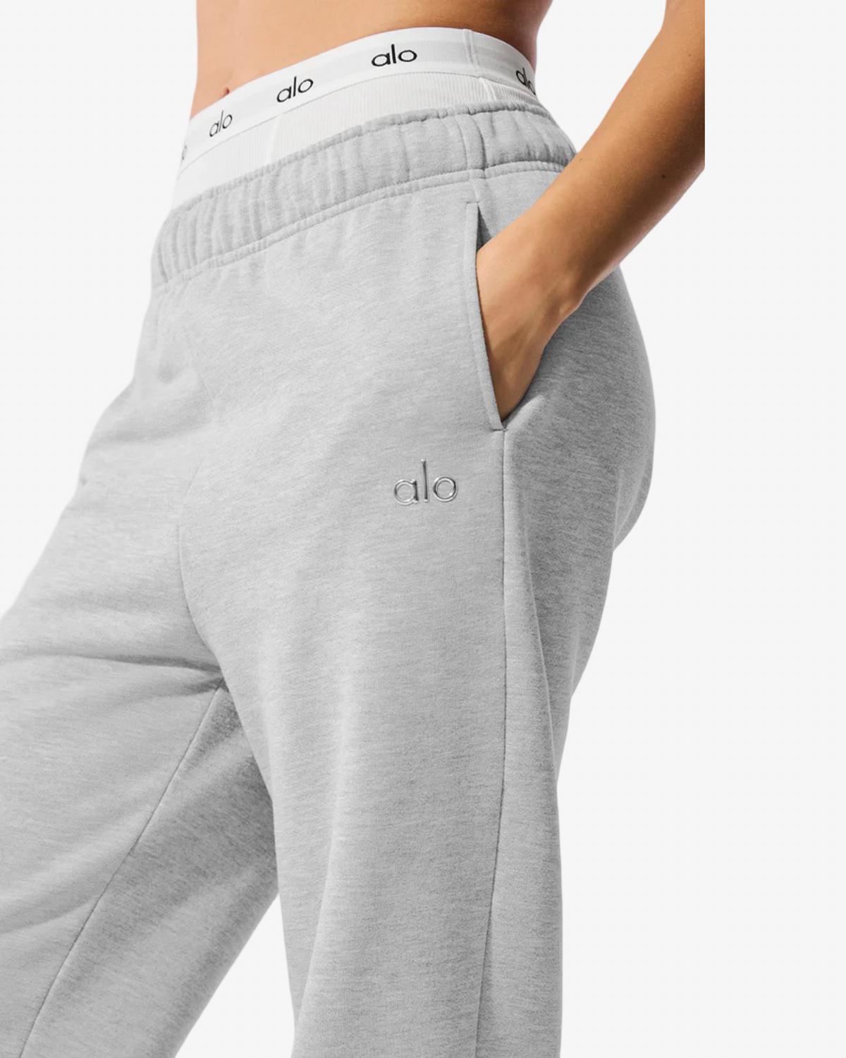 ALO ACCOLADE 1/4 ZIP PULLOVER & JOGGERS IN ATHLETIC HEATHER GREY