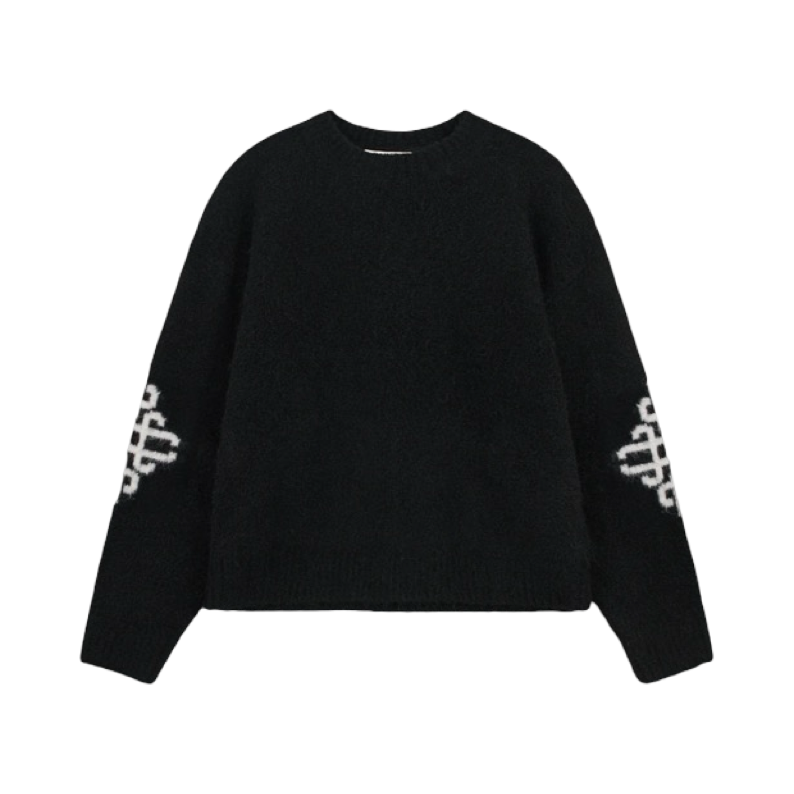 THE COUTURE CLUB BRUSHED SLEEVE KNITTED CREW BLACK