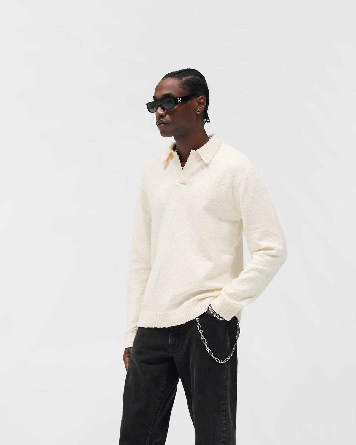REPRESENT KNITTED POLO AGED WHITE