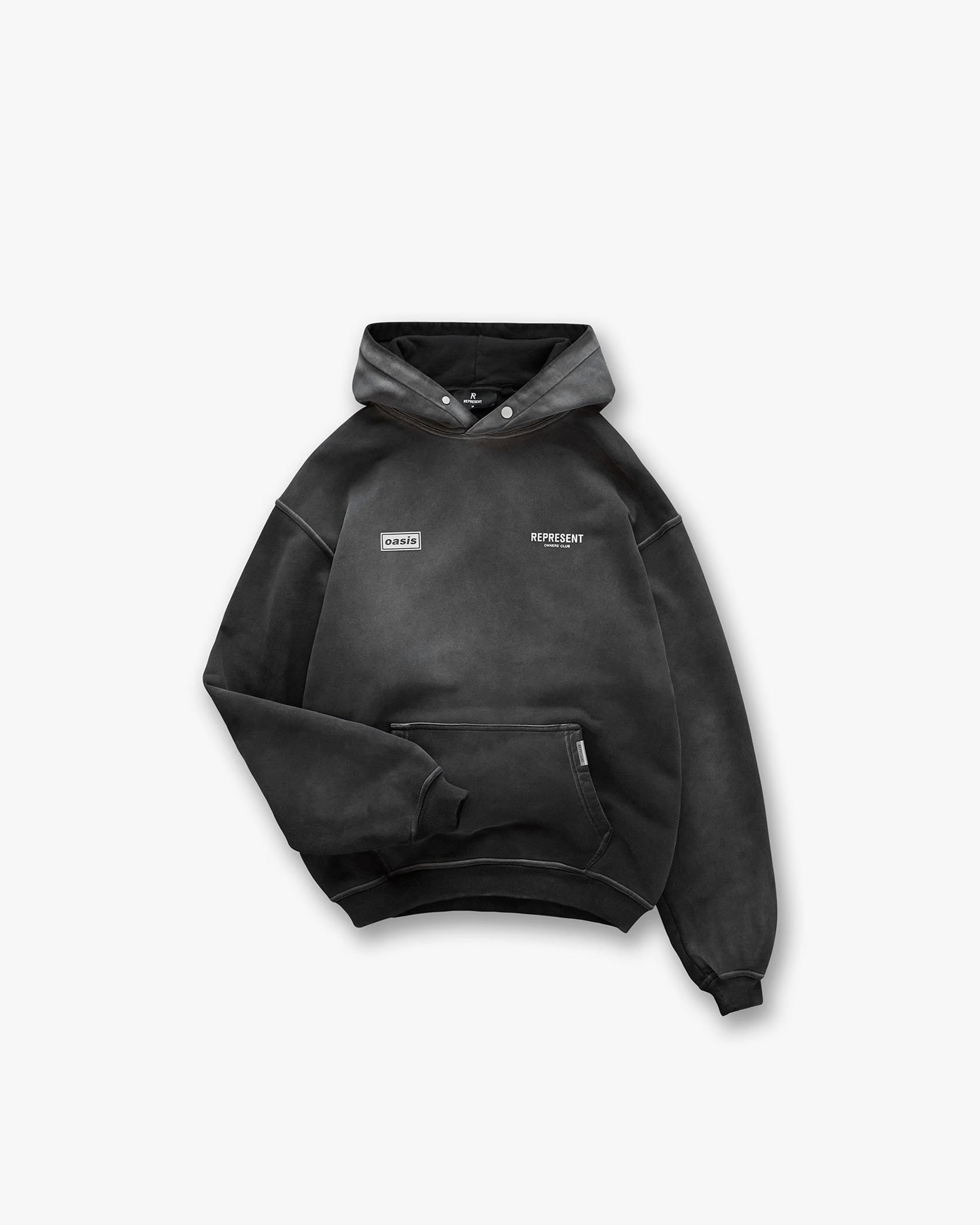 REPRESENT x OASIS OWNERS CLUB HOODIE - STAINED BLACK