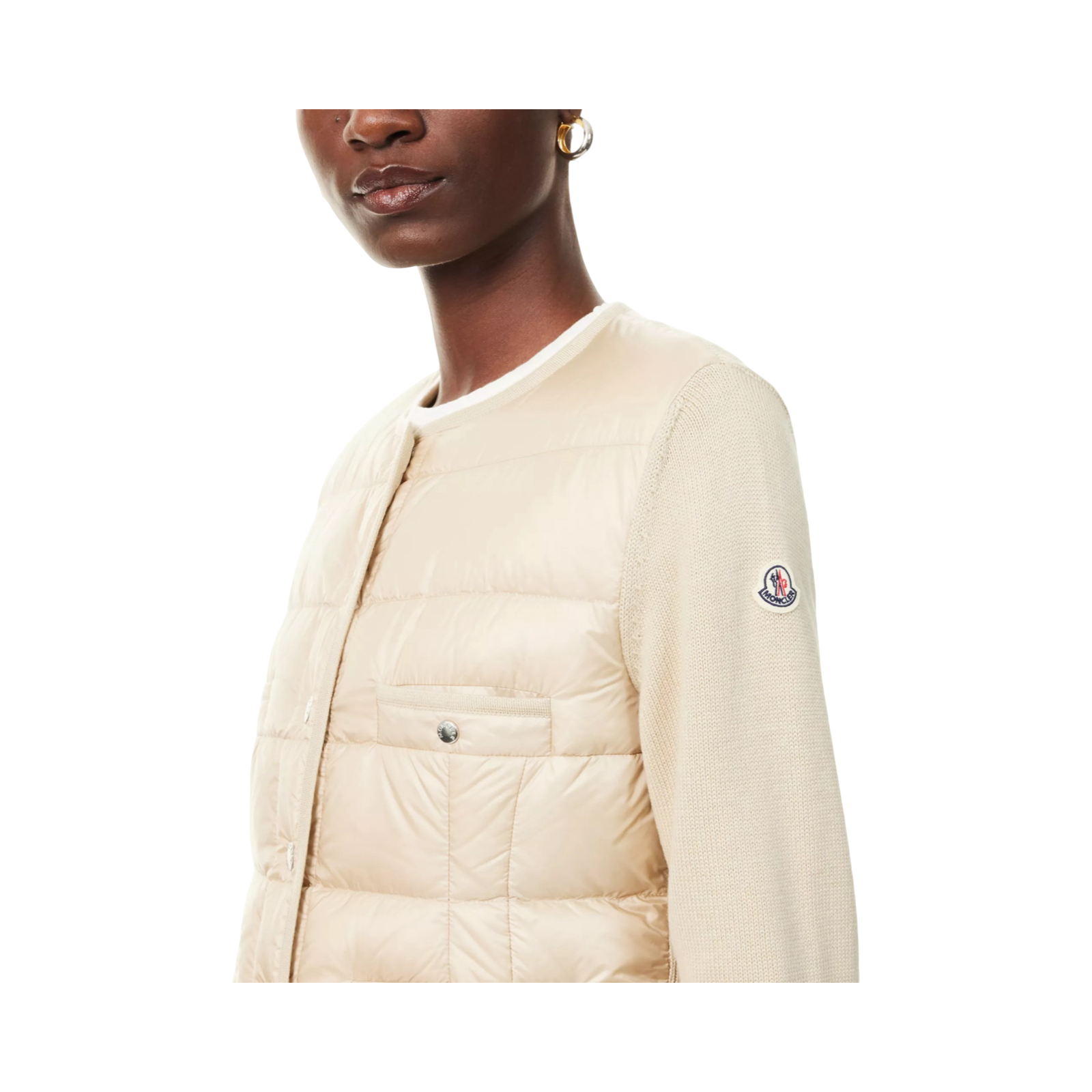 MONCLER CONTRAST-SHELL PADDED WOOL CARDIGAN