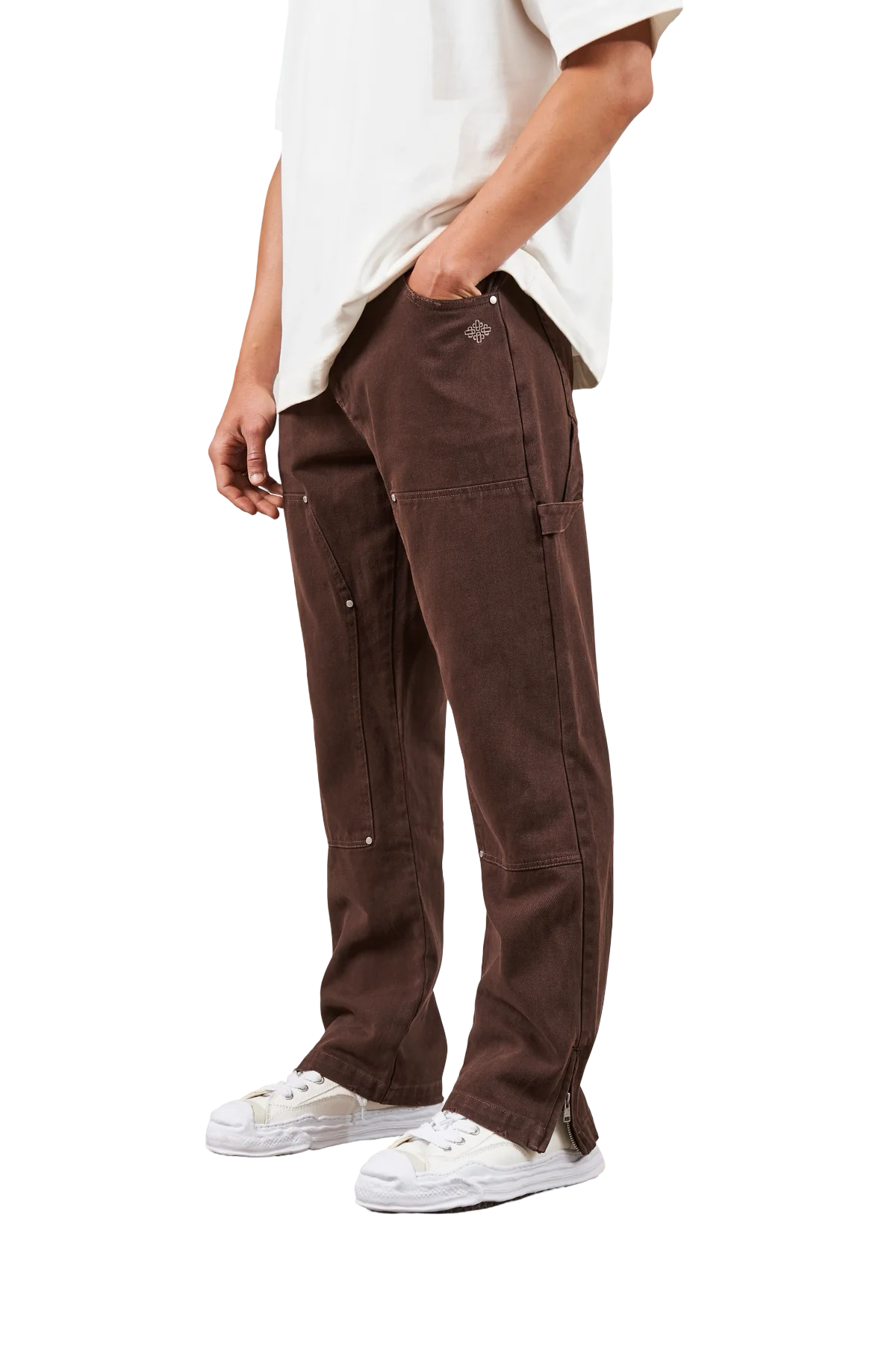 THE COUTURE CLUB TWILL RIVET DETAIL CARPENTER PANT