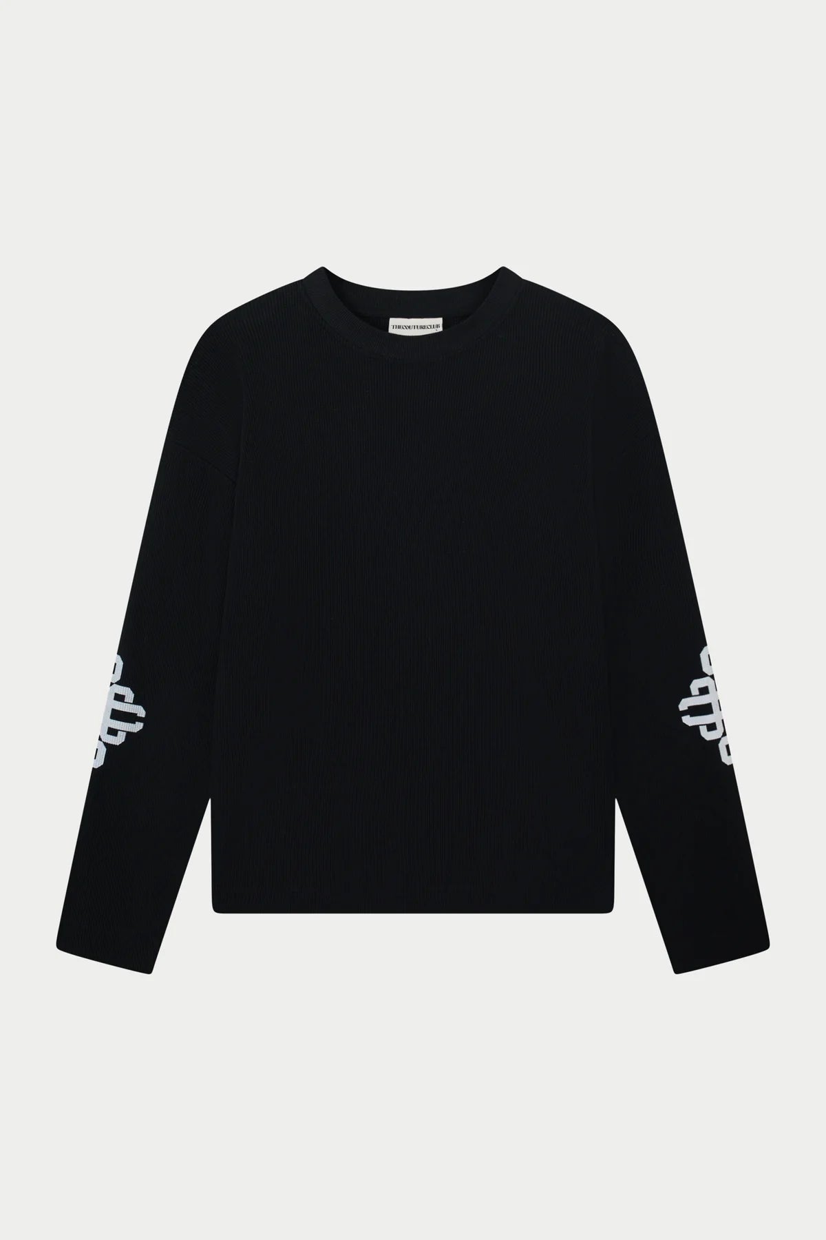 THE COUTURE CLUB EMBLEM WAFFLE LONG SLEEVE T-SHIRT - BLACK